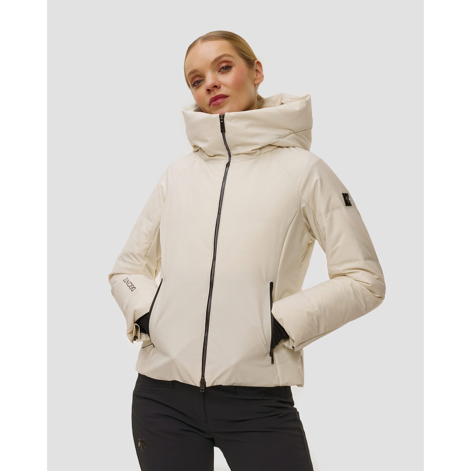 Kurtka Narciarska Puchowa Damska Descente Double Collar Jacket Biały