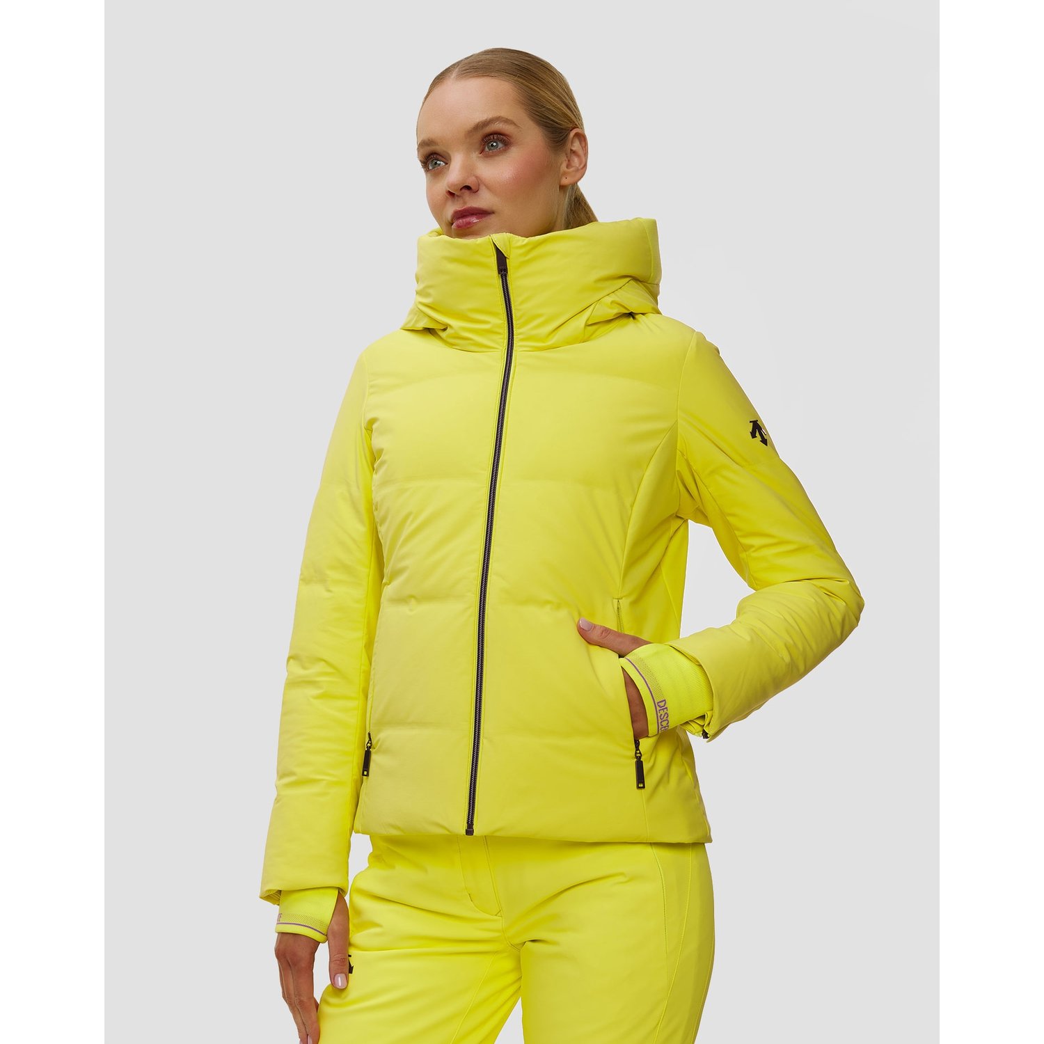 Kurtka Narciarska Puchowa Damska Descente Janie żółta