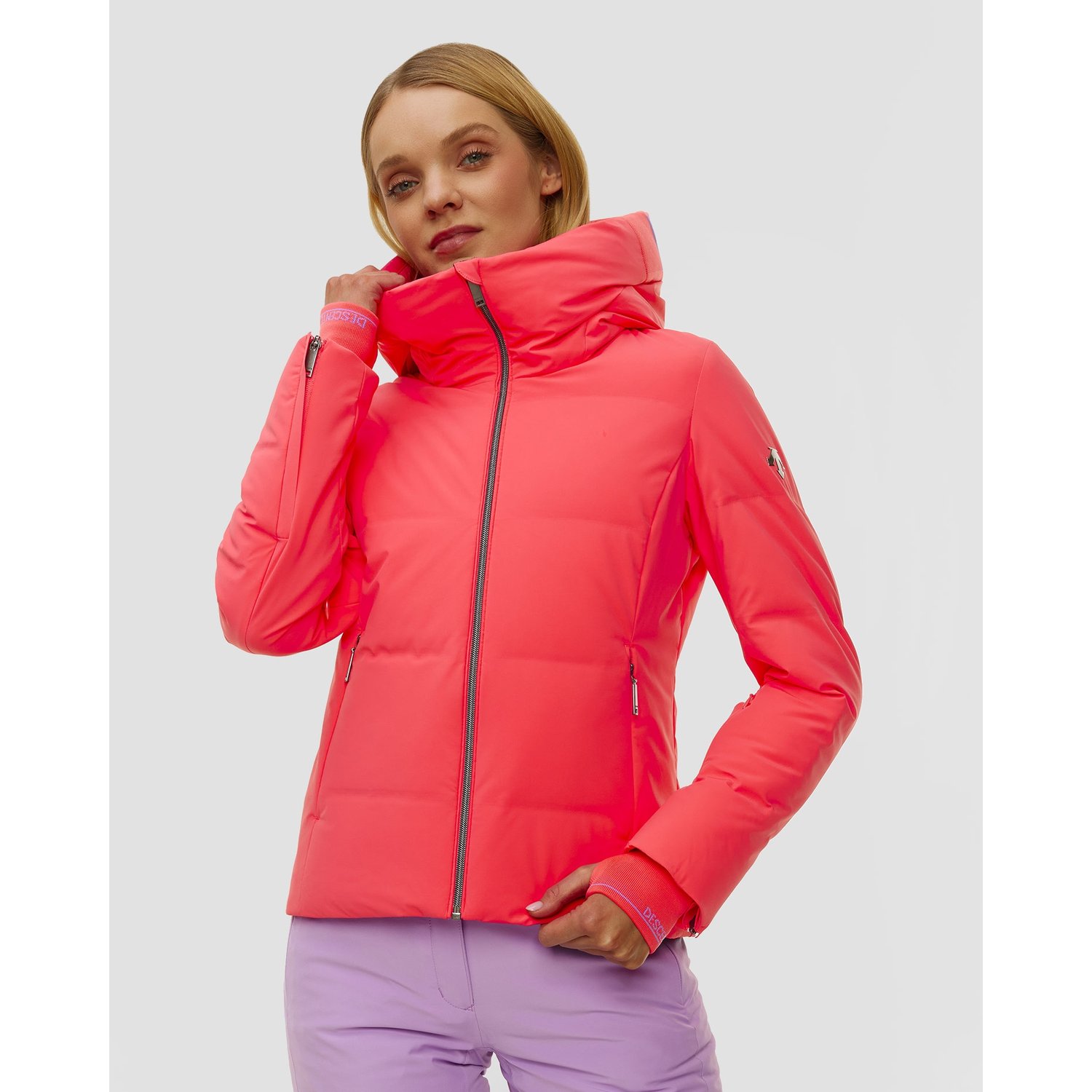 Kurtka Narciarska Puchowa Damska Descente Janie Różowa