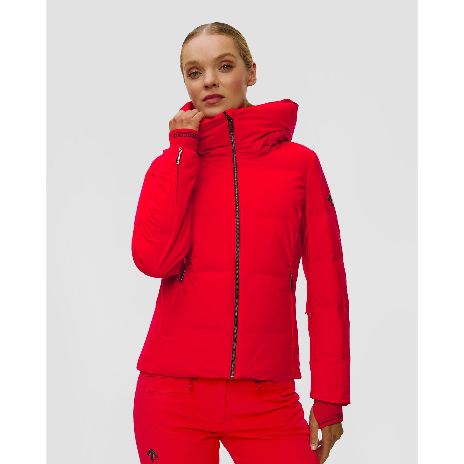 Kurtka Narciarska Puchowa Damska Descente Janie Czerwona