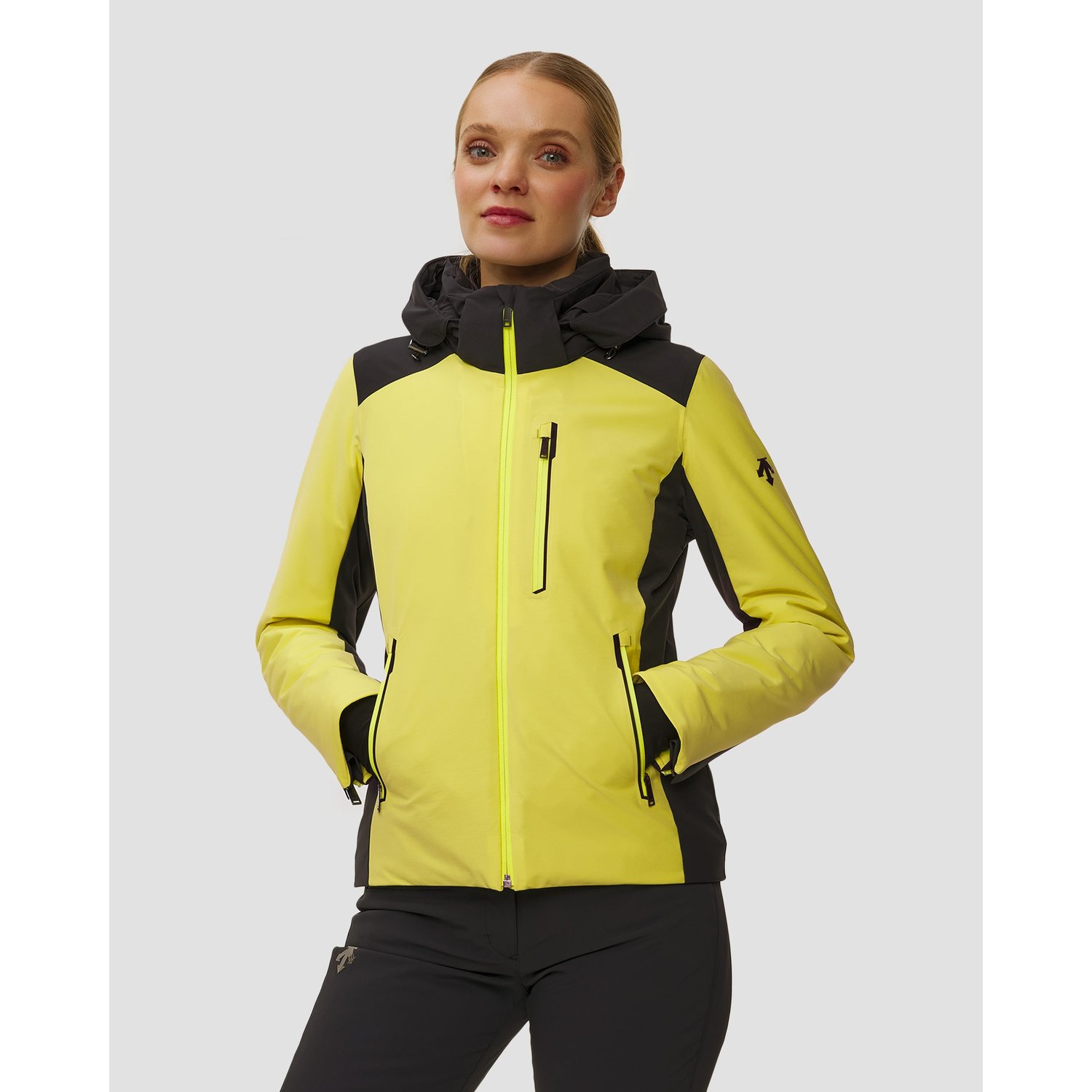 Kurtka Narciarska Damska Descente Smooth Logo Jacket żółto-czarna