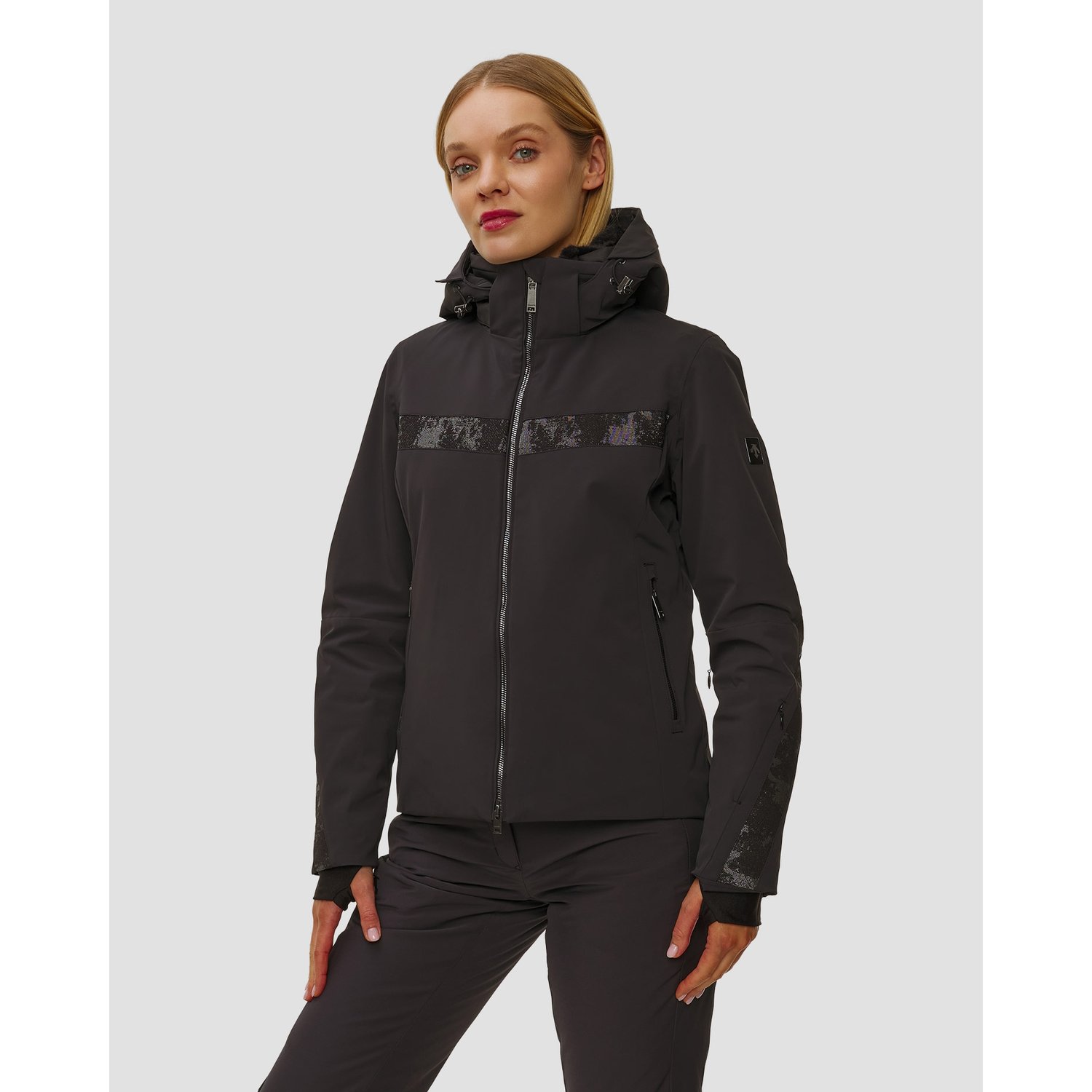 Kurtka Narciarska Damska Descente Glitter Line Jacket Czarna