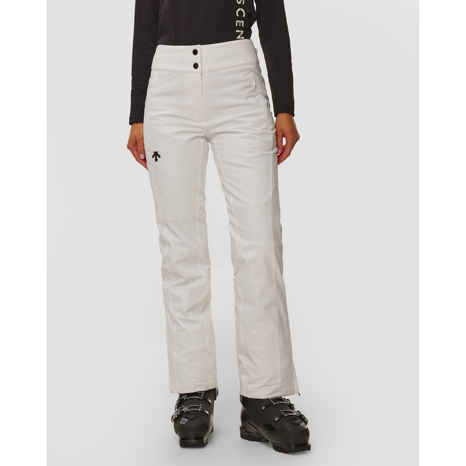 Spodnie Narciarskie Z Wysokim Stanem Damskie Descente Insulated Pants Białe