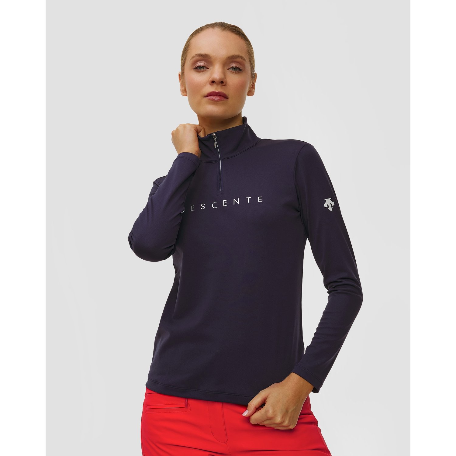 Golf Narciarski Damski Descente Chest Logo T-neck Granatowy