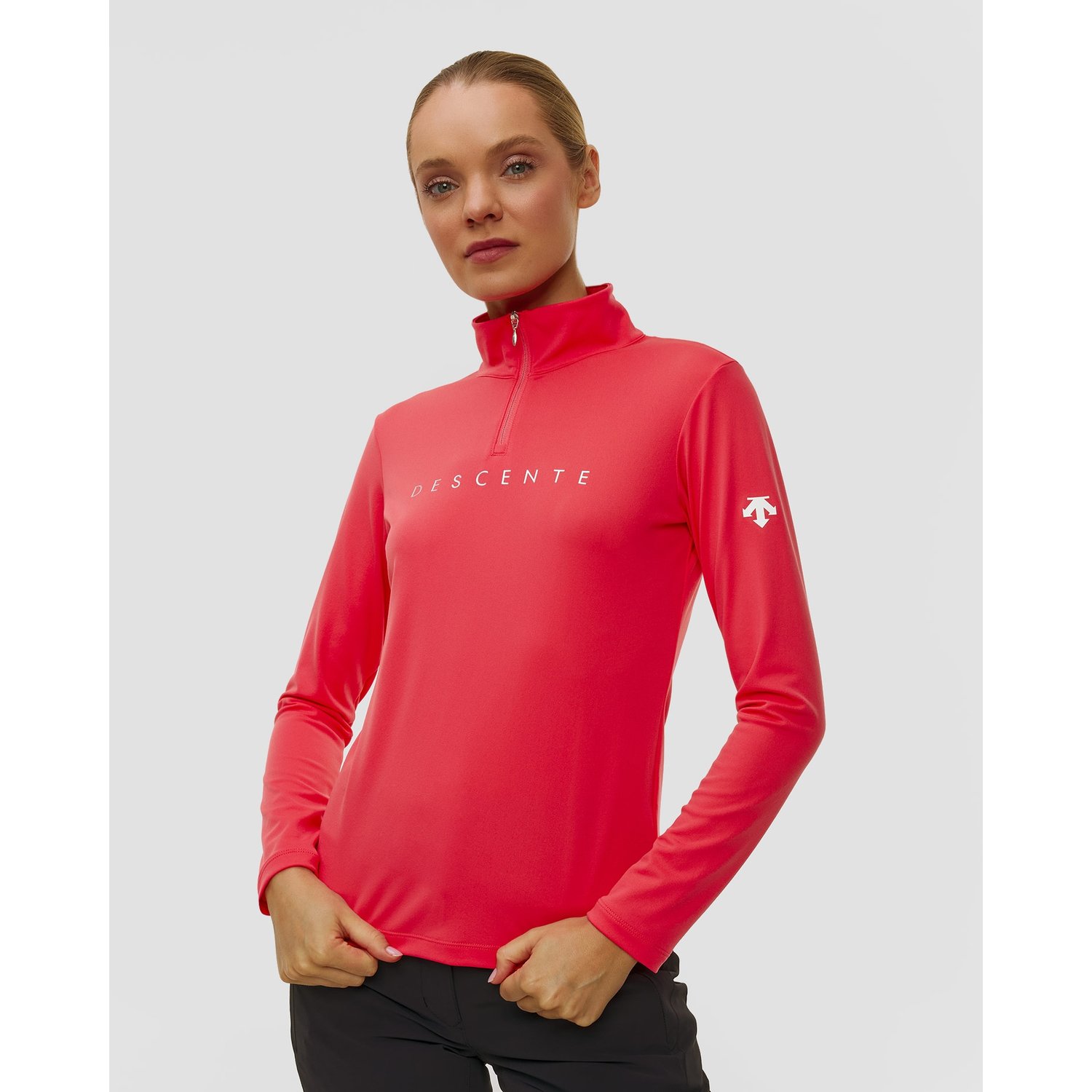 Golf Narciarski Damski Descente Chest Logo T-neck Różowy