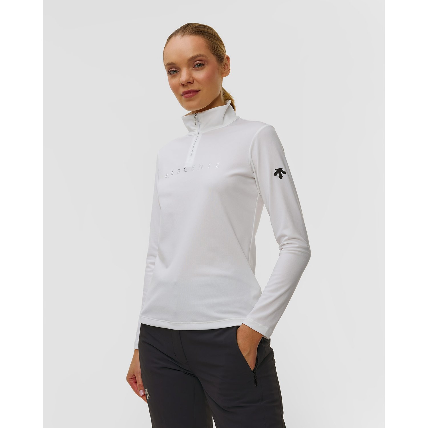 Golf Narciarski Damski Descente Chest Logo T-neck Biały