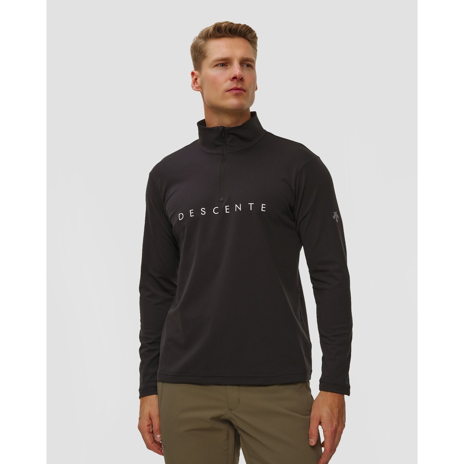 Golf Narciarski Męski Descente Chest Logo T-neck Czarny
