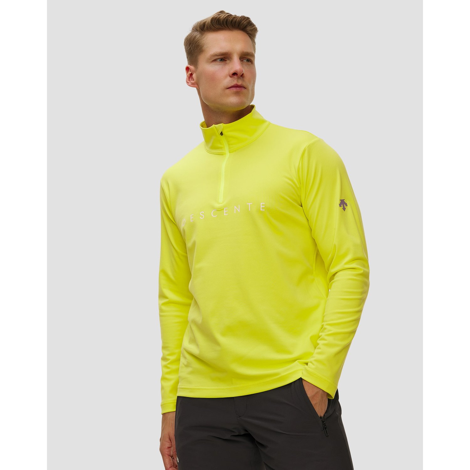 Golf Narciarski Męski Descente Chest Logo T-neck żółty