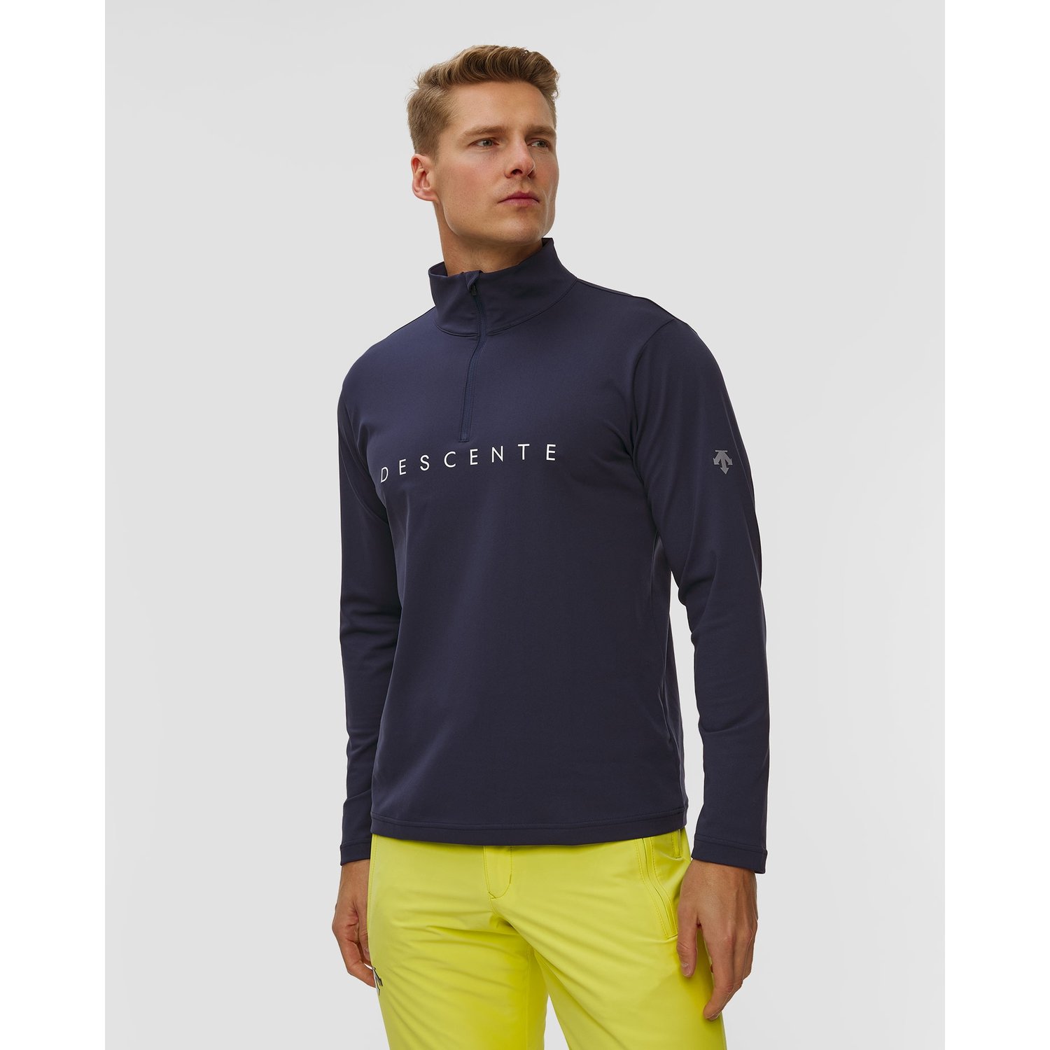 Golf Narciarski Męski Descente Chest Logo T-neck Granatowy