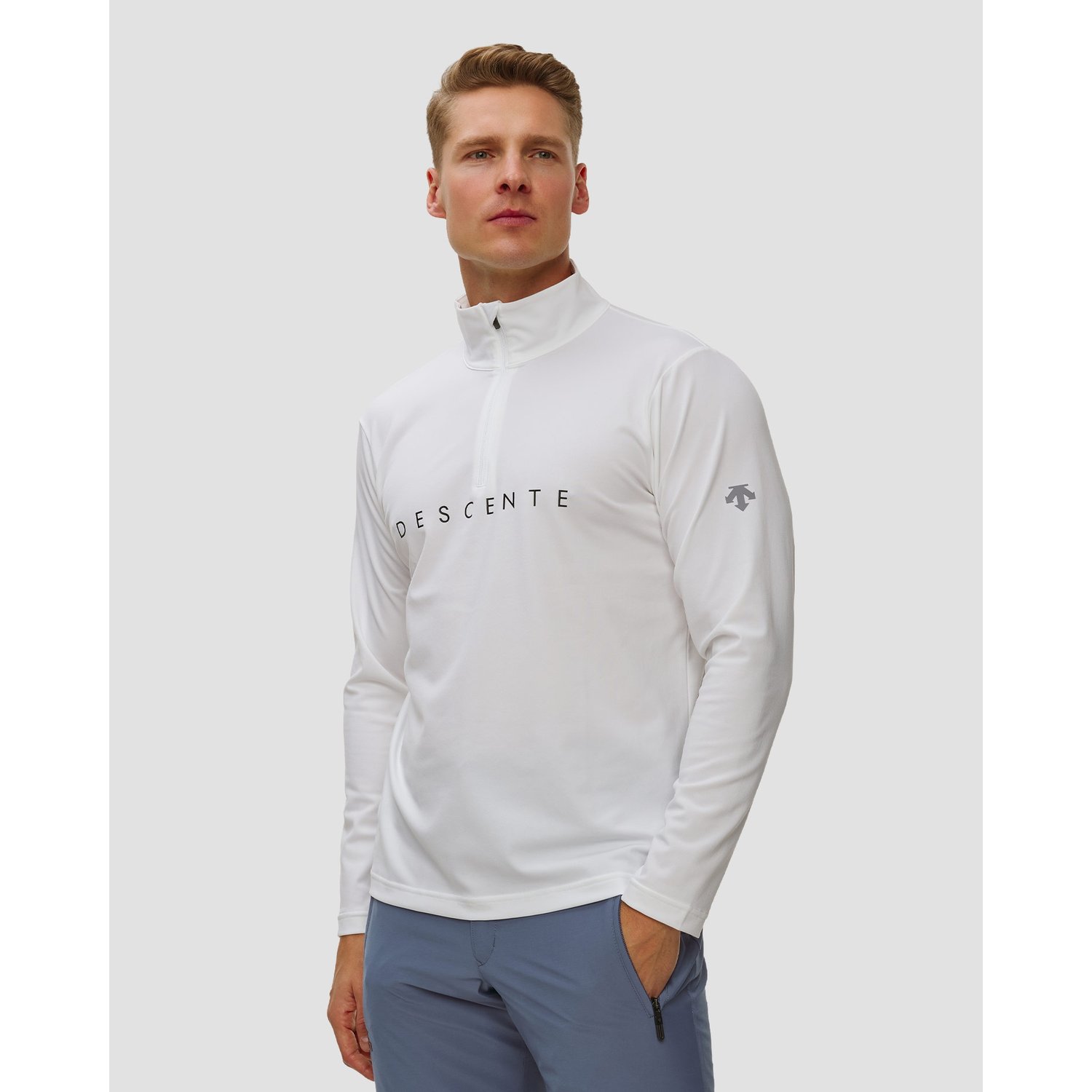 Golf Narciarski Męski Descente Chest Logo T-neck Biały