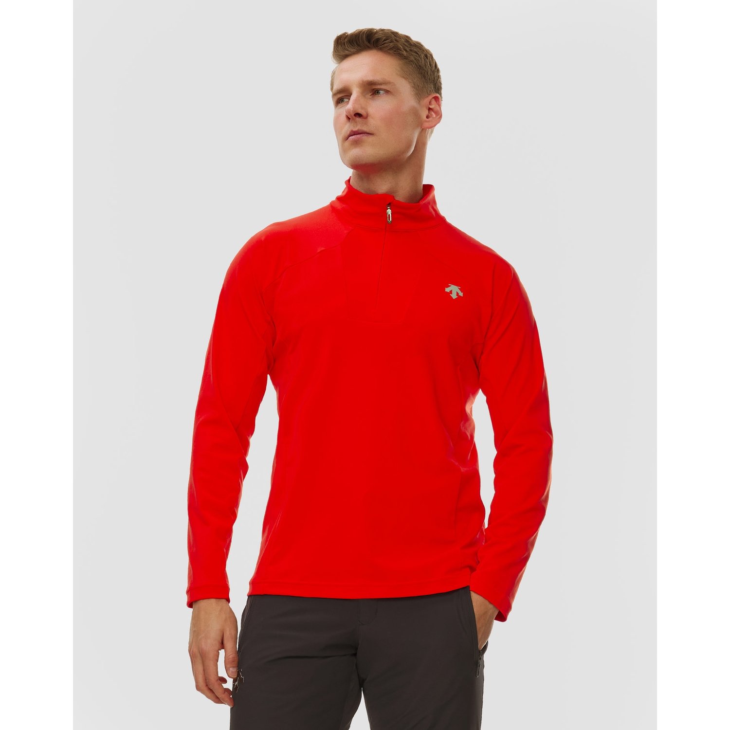 Golf Narciarski Męski Descente Classic T-neck Czerwony