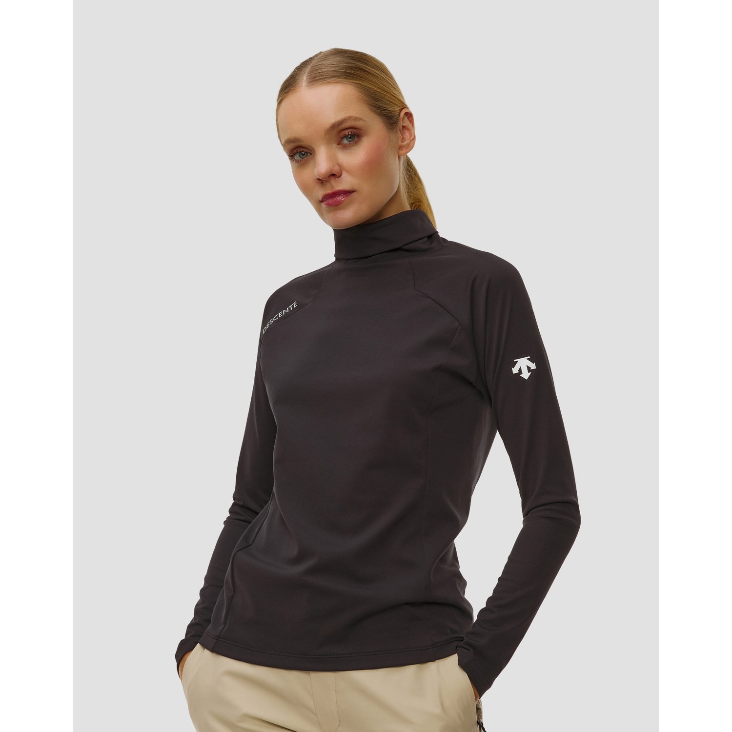 Golf Narciarski Damski Descente T-neck Shirt Czarny