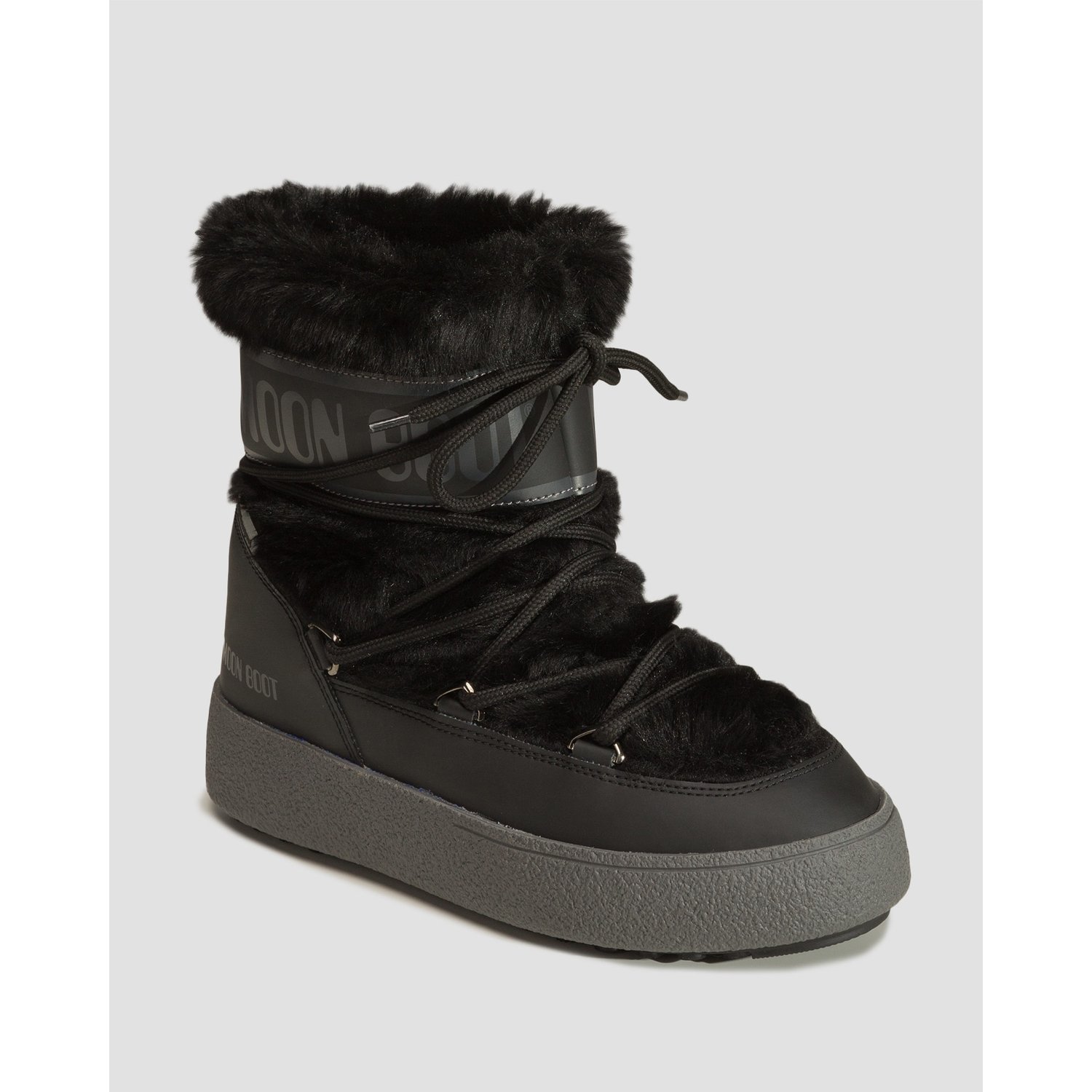 Śniegowce Damskie Moon Boot Ltrack Faux Fur Wp Czarne