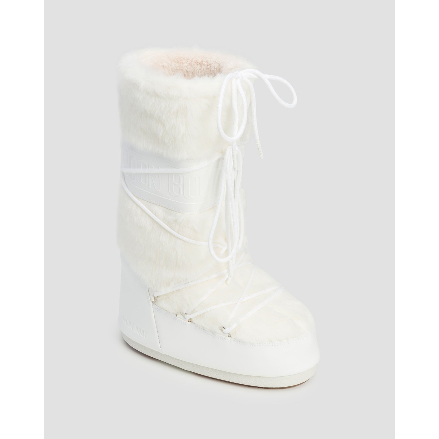 Białe śniegowce Damskie Moon Boot Icon Faux Fur
