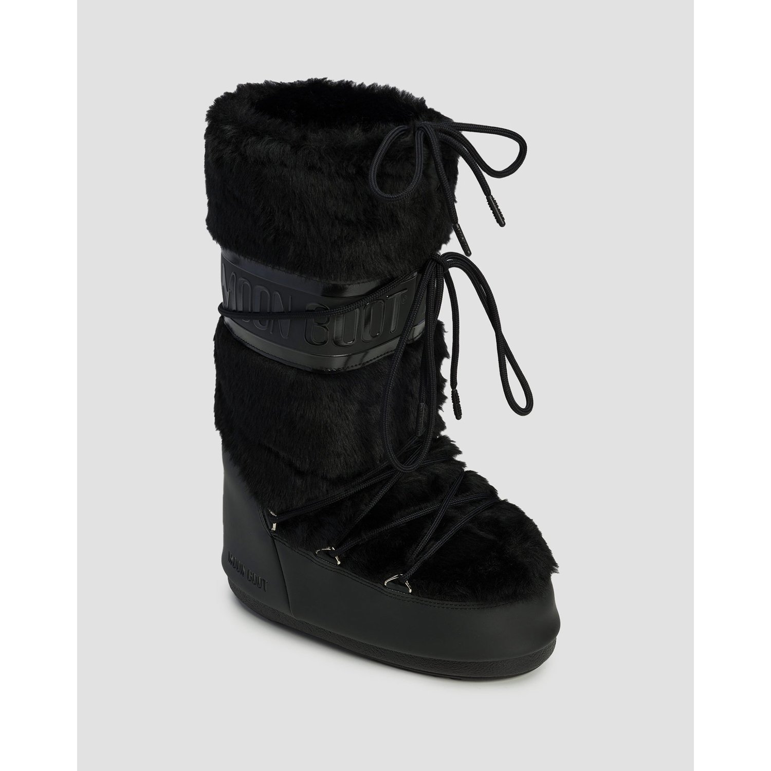 Czarne śniegowce Damskie Moon Boot Icon Faux Fur