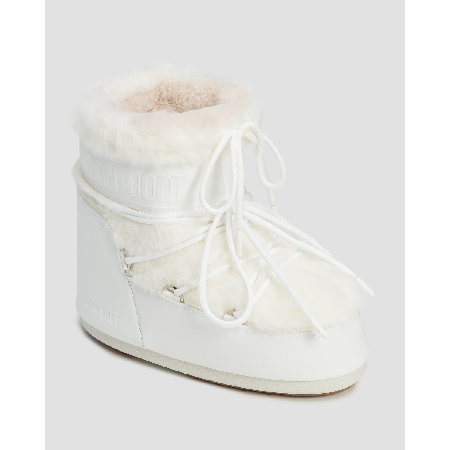 Białe śniegowce Damskie Moon Boot Icon Low Faux Fur