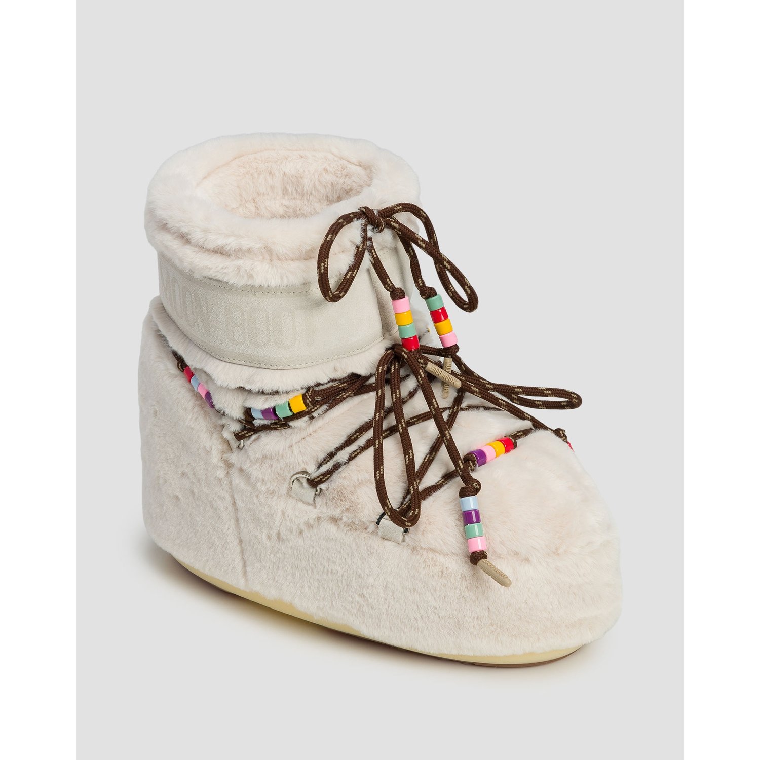 Futrzane Buty Zimowe Damskie Moon Boot Icon Low Faux Fur Beads New
