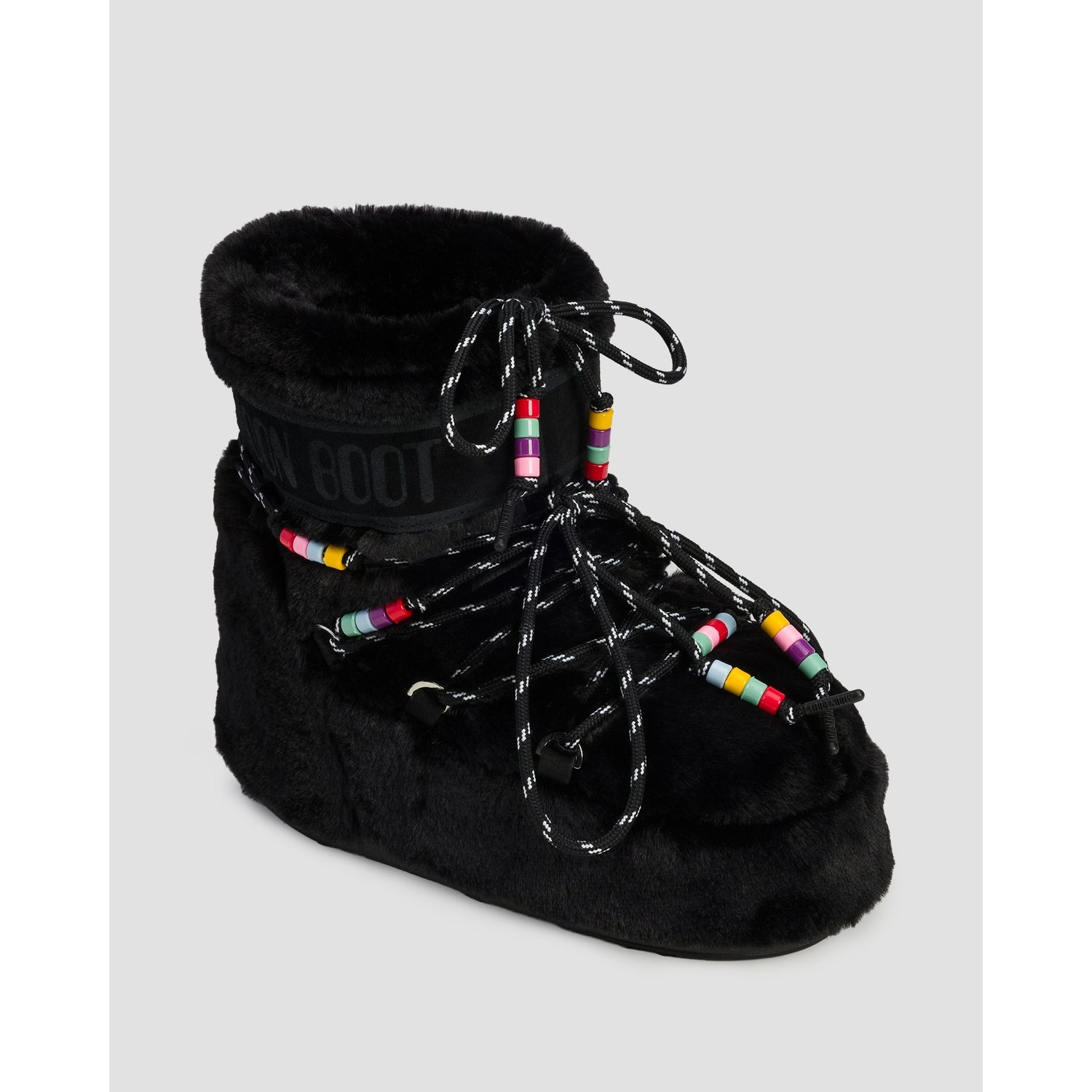 Futrzane Buty Zimowe Damskie Moon Boot Icon Low Faux Fur Beads New