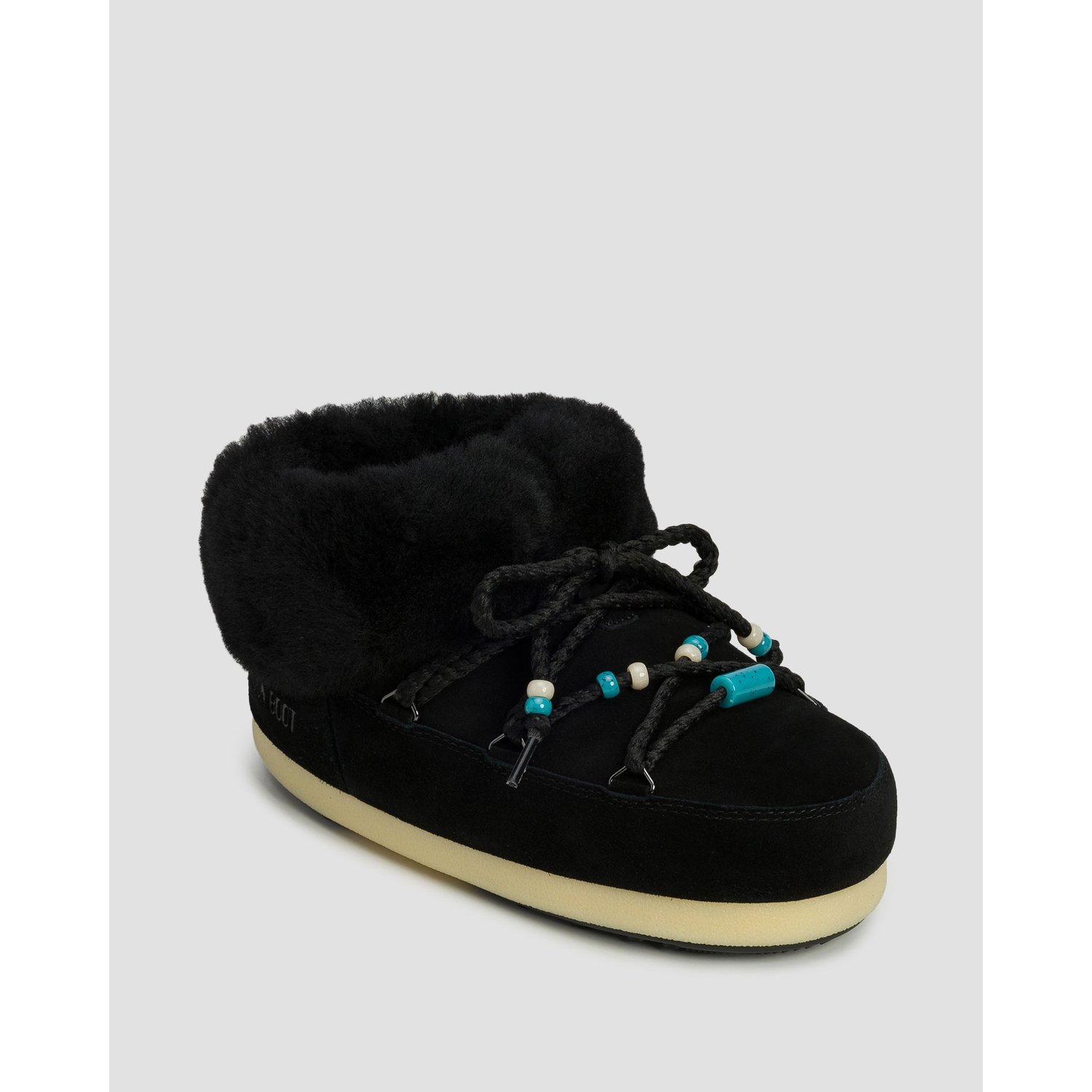 Czarne Buty Zimowe Damskie Moon Boot Resort Evx Mule Suede Beads
