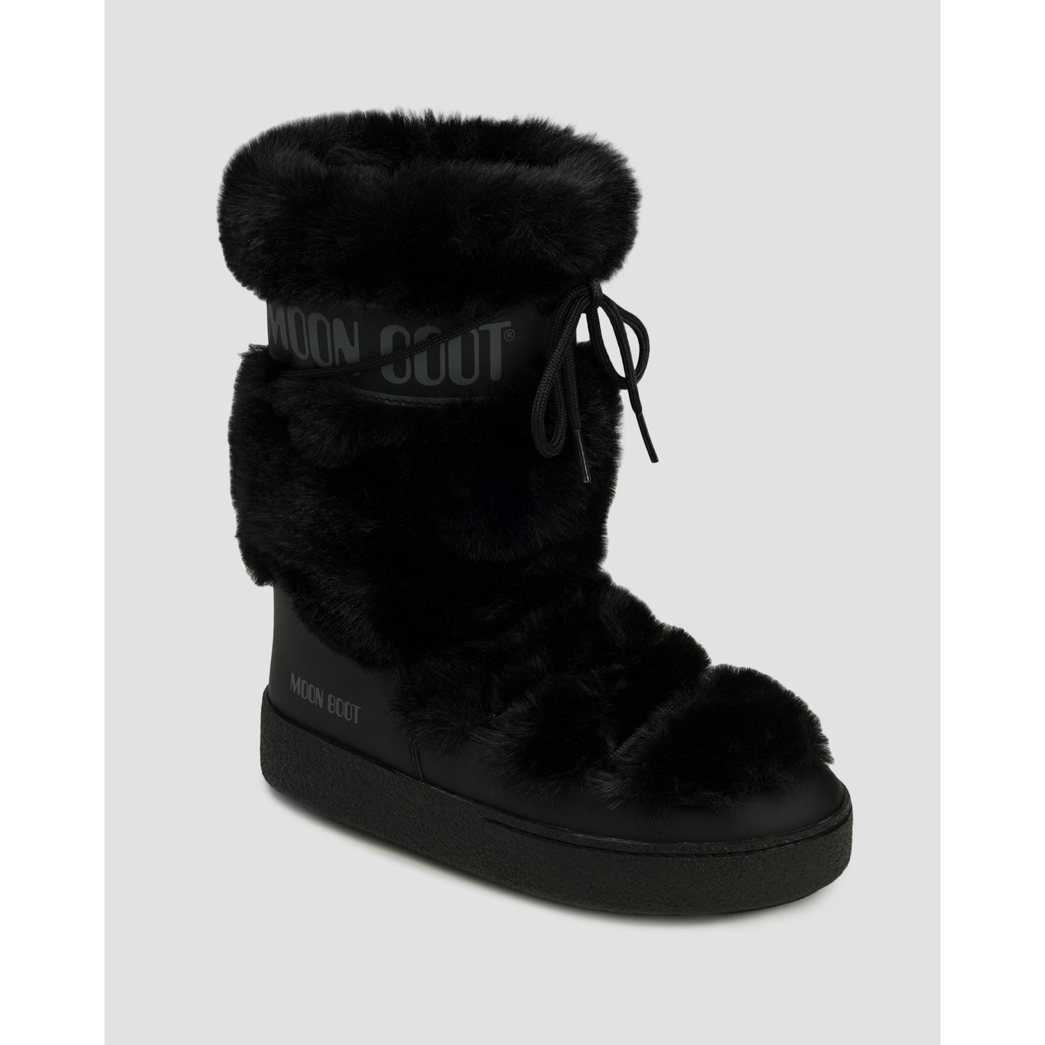 Czarne Buty Zimowe Damskie Moon Boot Ltrack Faux Fur High Wp