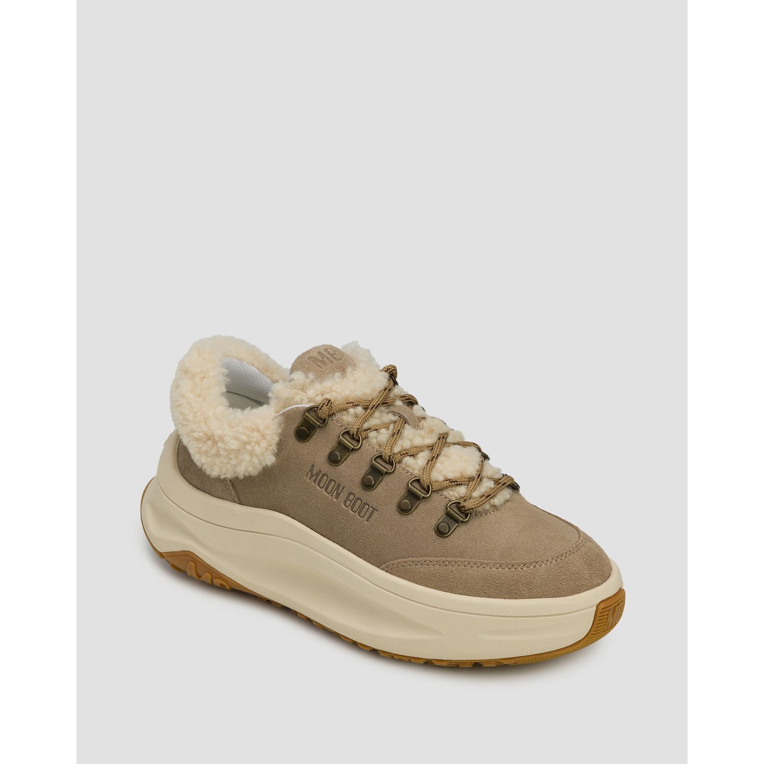 Beżowe Snekersy Zamszowe Z Futerkiem Moon Boot Moon247 City Shearling