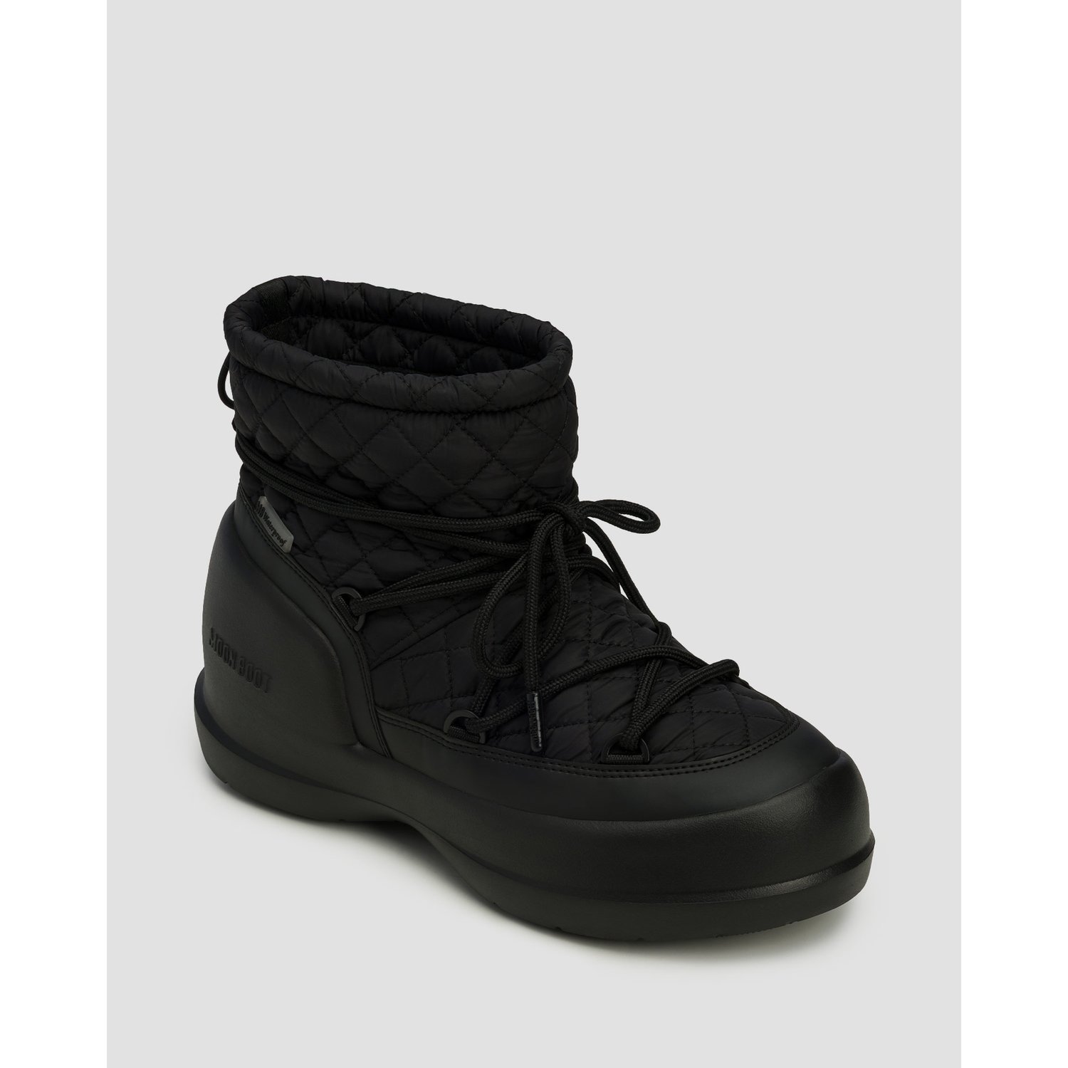 Czarne Buty Zimowe Damskie Moon Boot Mezzaluna Quilted Mid Wp