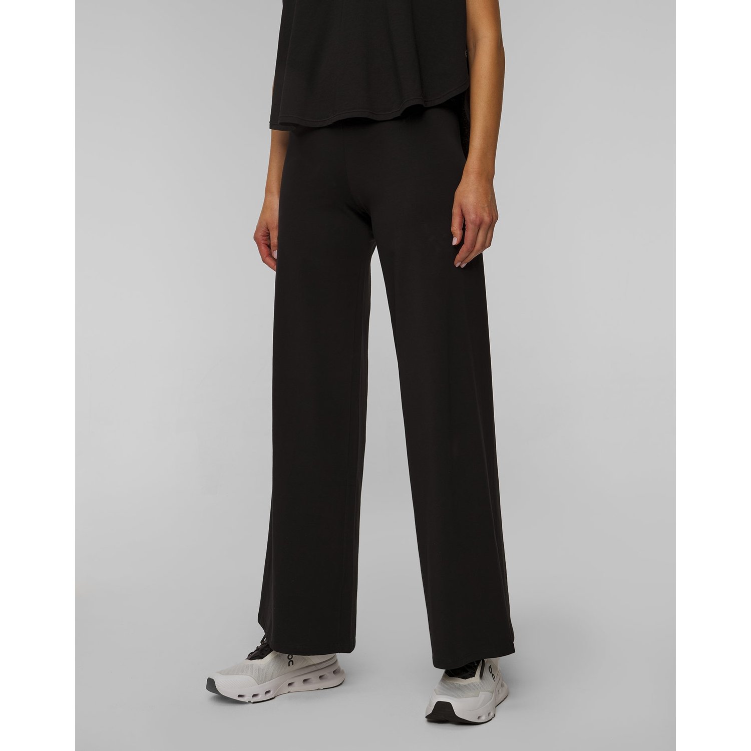 Czarne Spodnie Wide Leg Damskie Deha