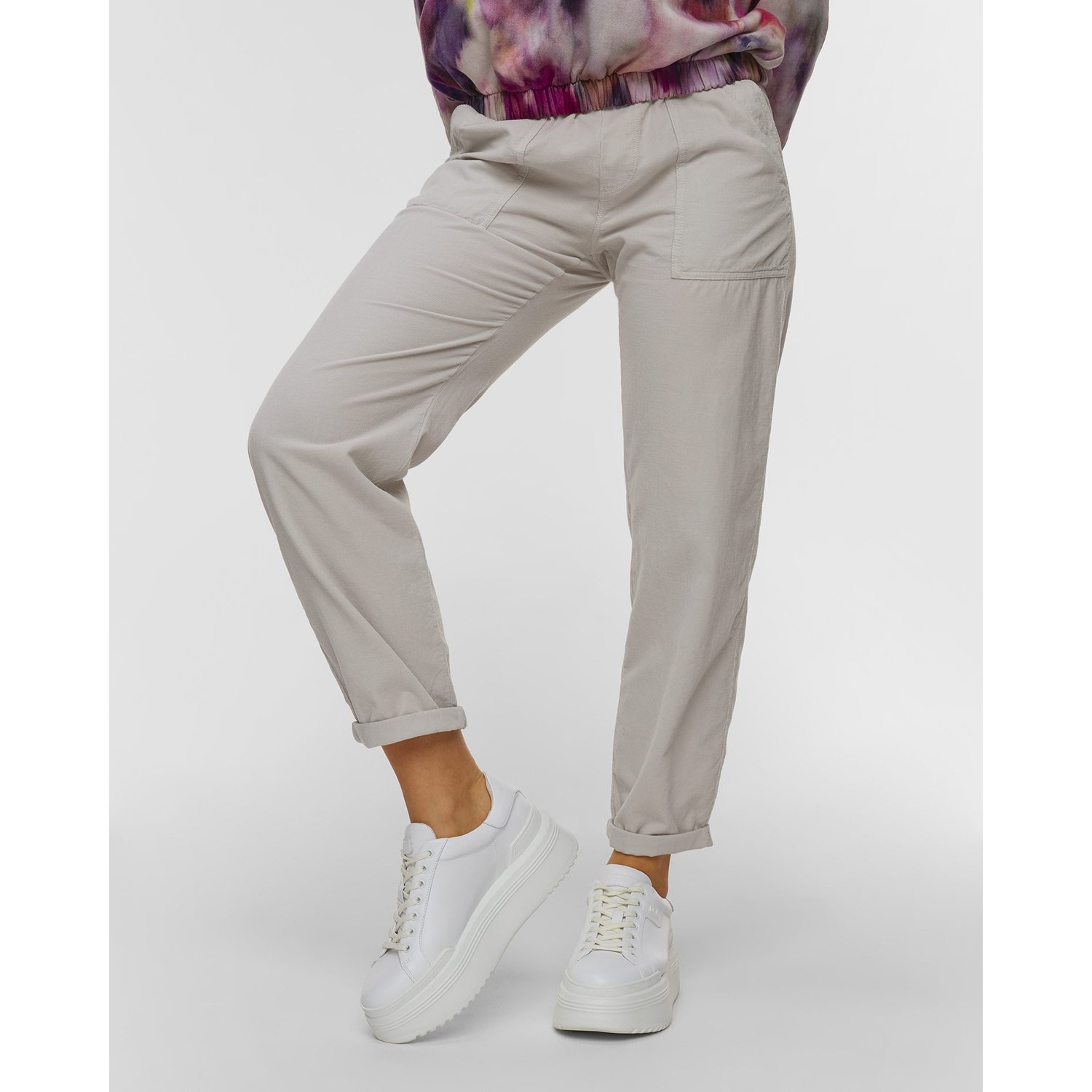 Szare Spodnie Sztruksowe Damskie Deha