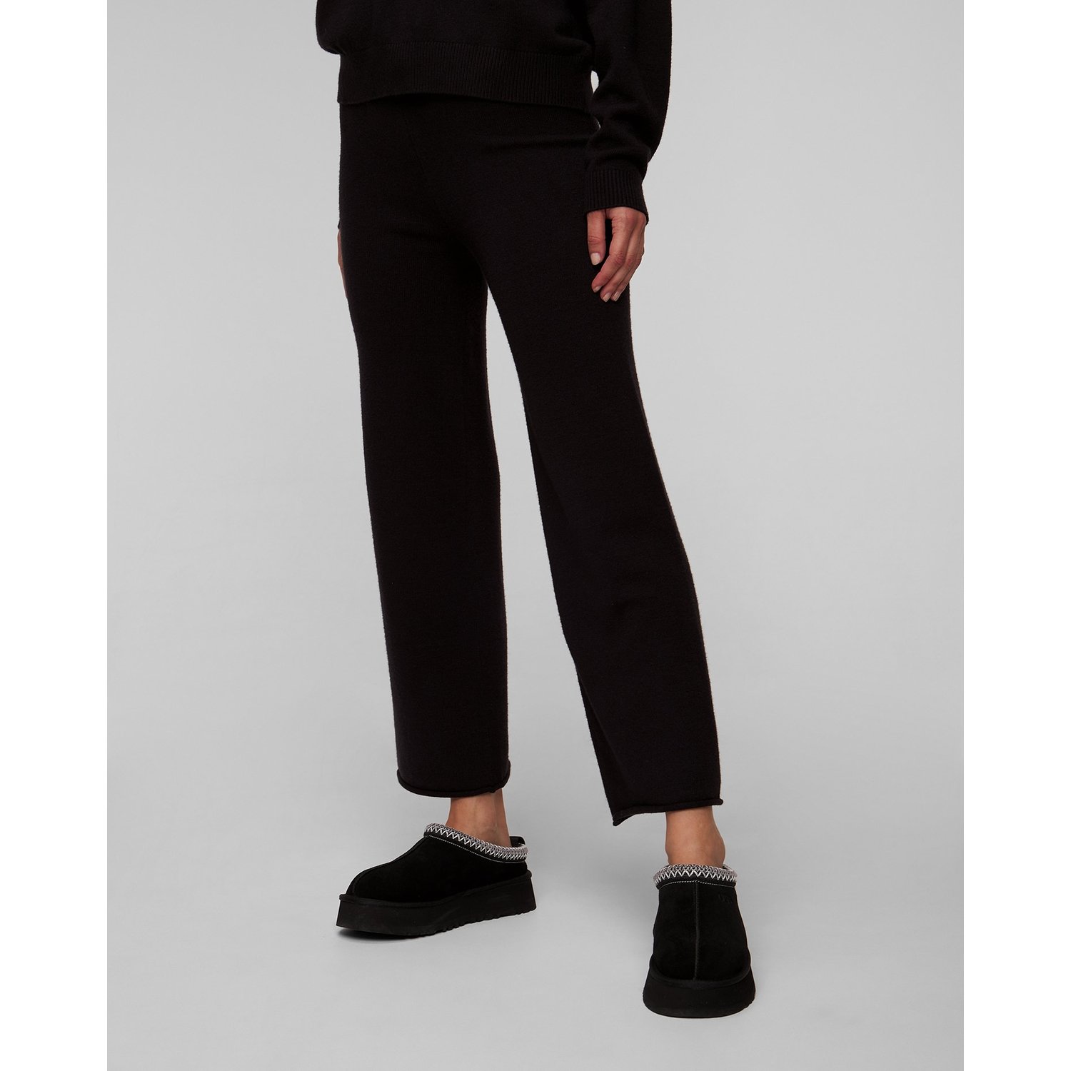 Czarne Spodnie Dzianinowe Damskie Deha