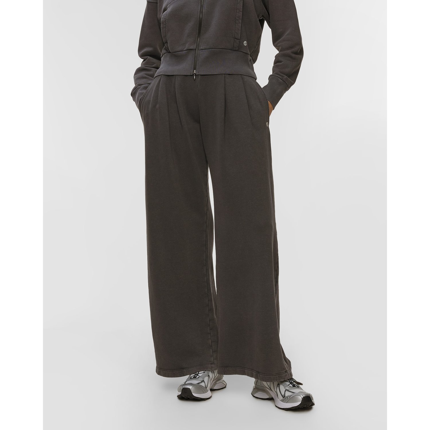 Czarne Spodnie Dresowe Palazzo Damskie Deha