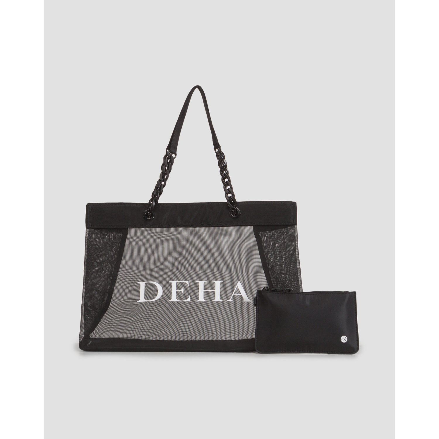 Czarna Torba Siateczkowa Damska Deha Mesh Shopper