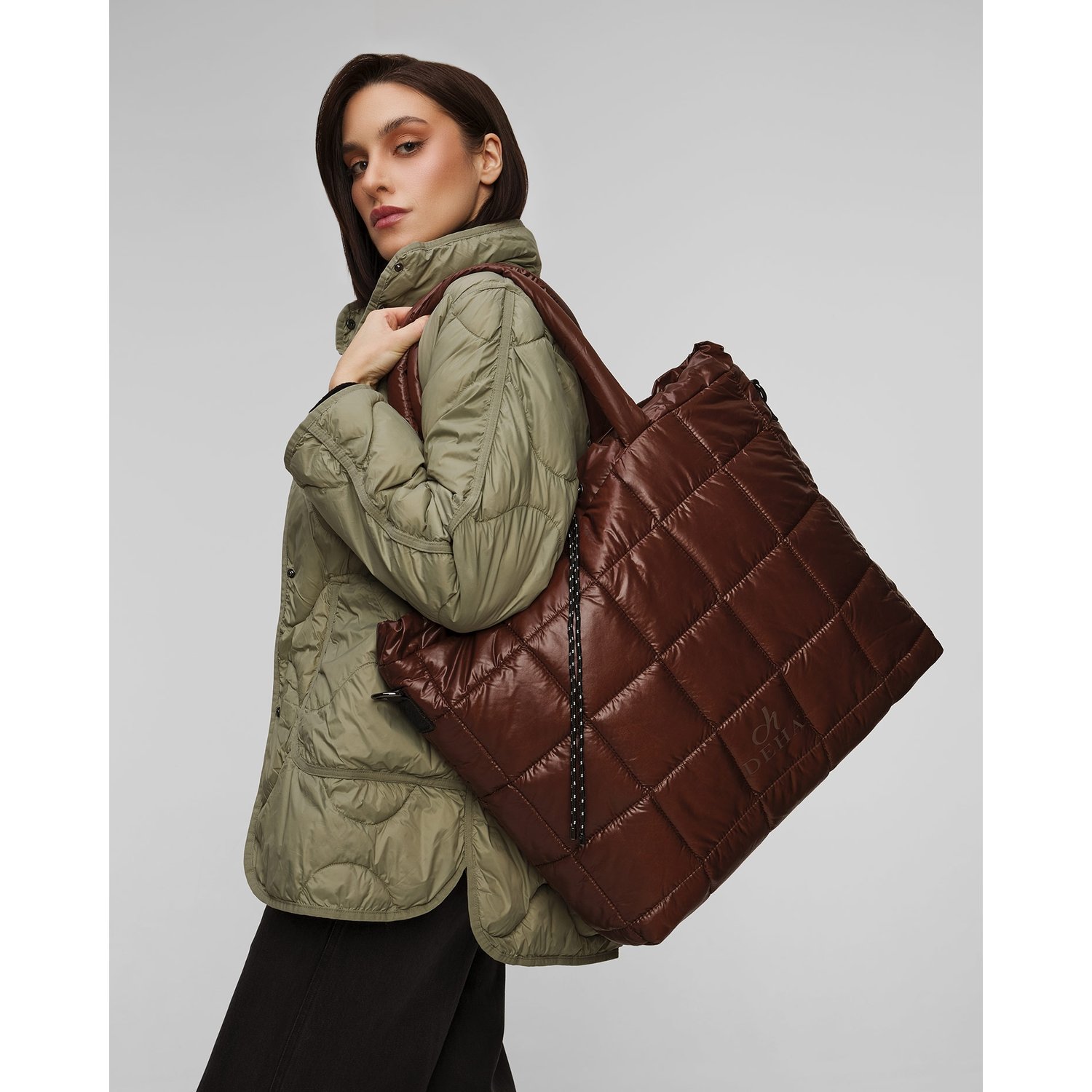 Torba Shopper Damska Deha Brązowa