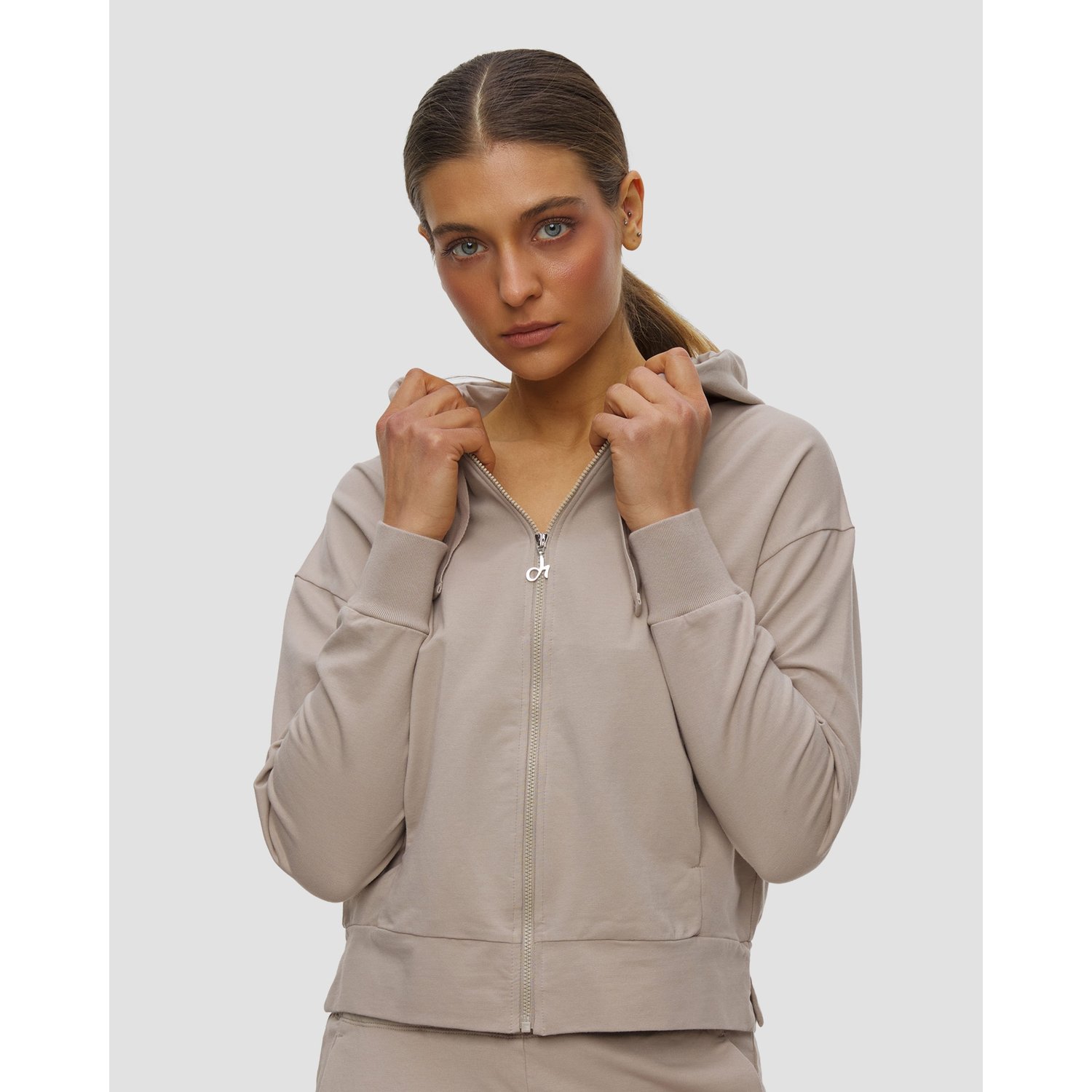 Beżowa Bluza Rozpinana Damska Deha