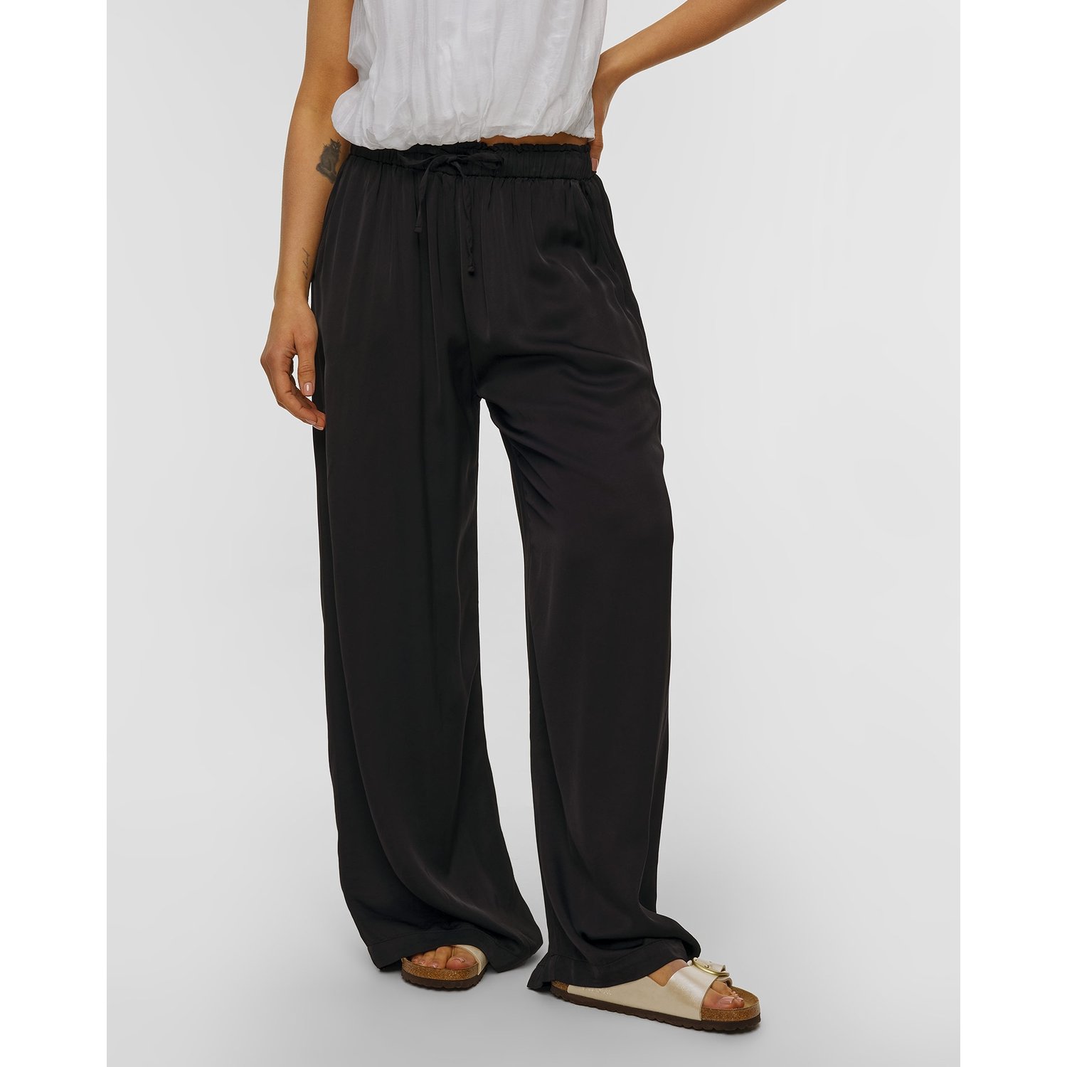 Czarne Spodnie Palazzo Z Wiskozy Damskie Deha