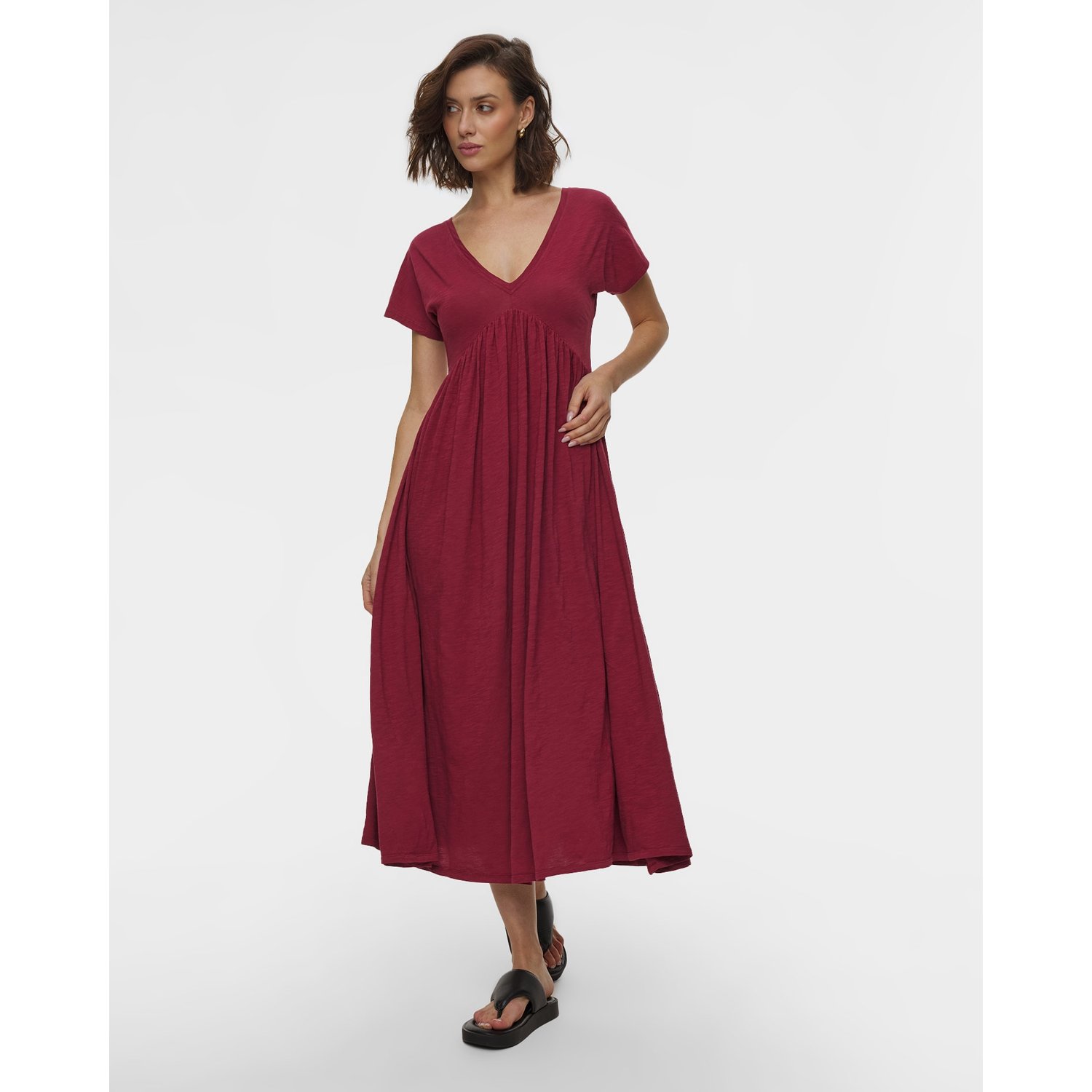 Bordowa Sukienka Letnia Damska Deha