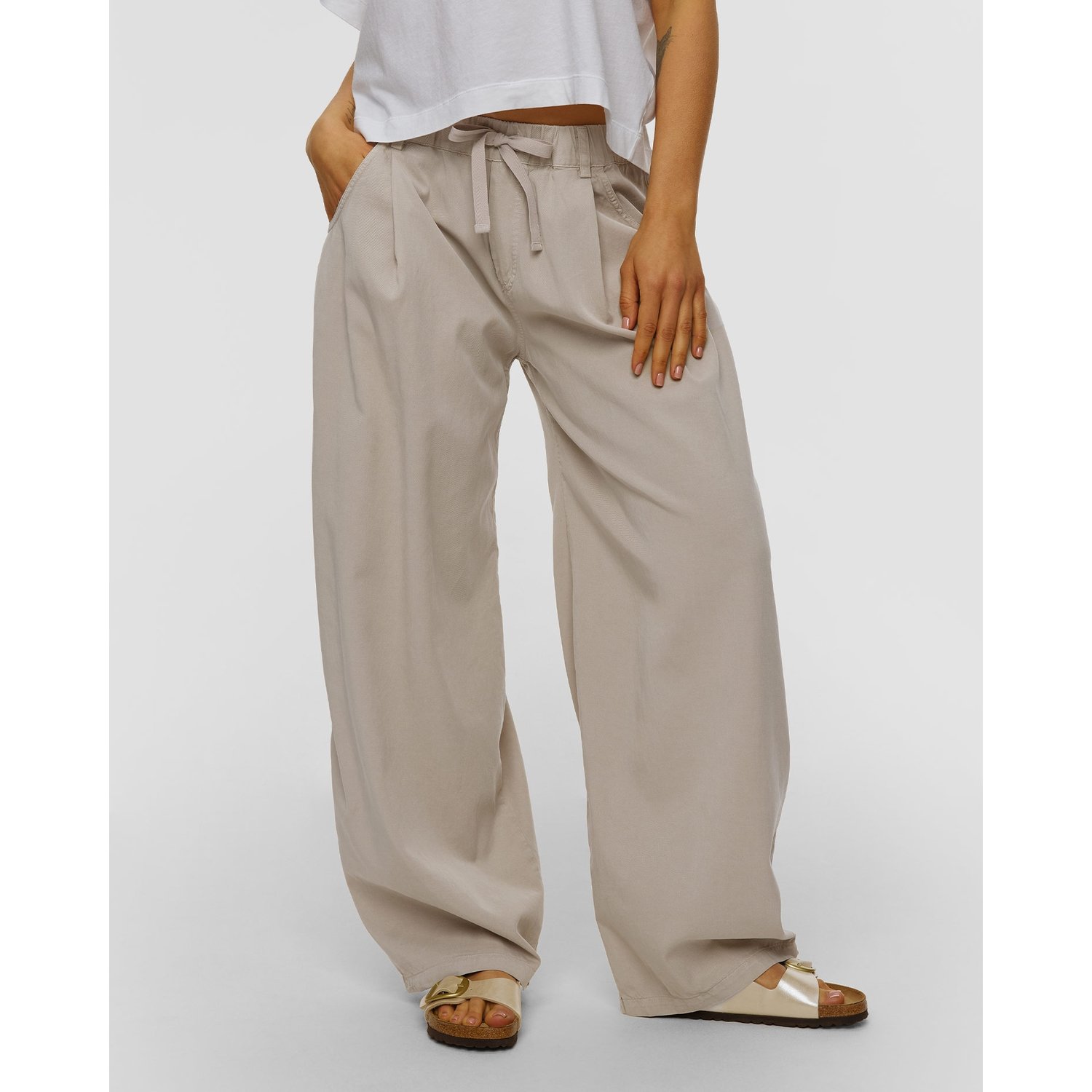 Beżowe Spodnie Balloon Damskie Deha