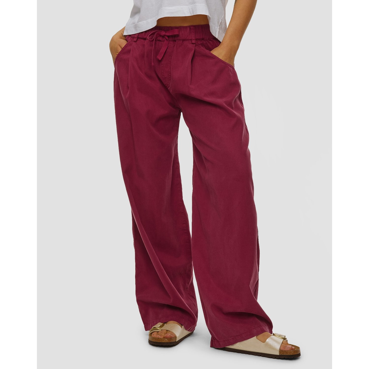 Bordowe Spodnie Balloon Damskie Deha