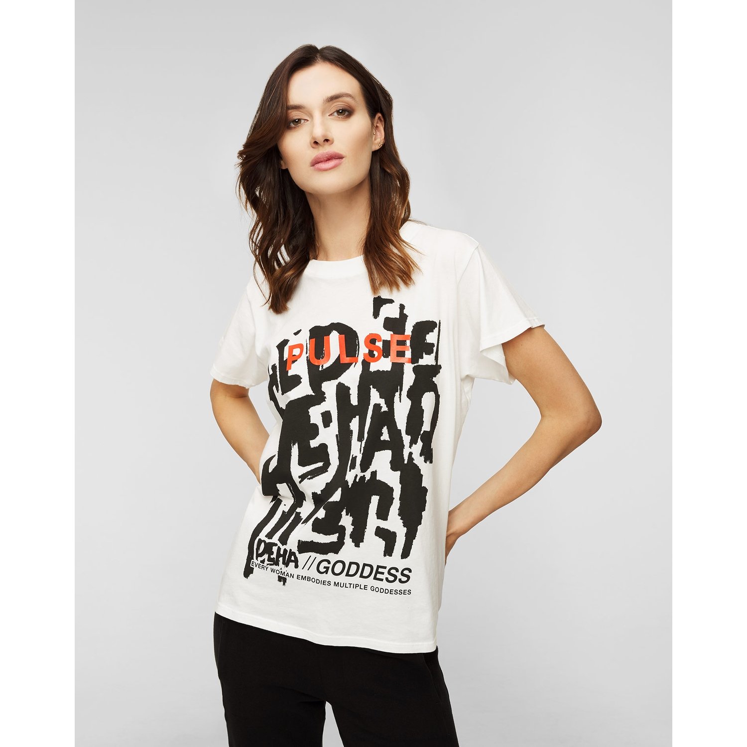 Biały T-shirt Z Nadrukiem Deha