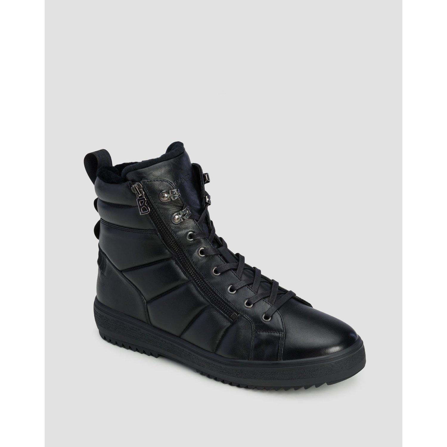 Zimowe Buty Skórzane Z Kolcami Męskie Bogner Anchorage S 12 B Czarne