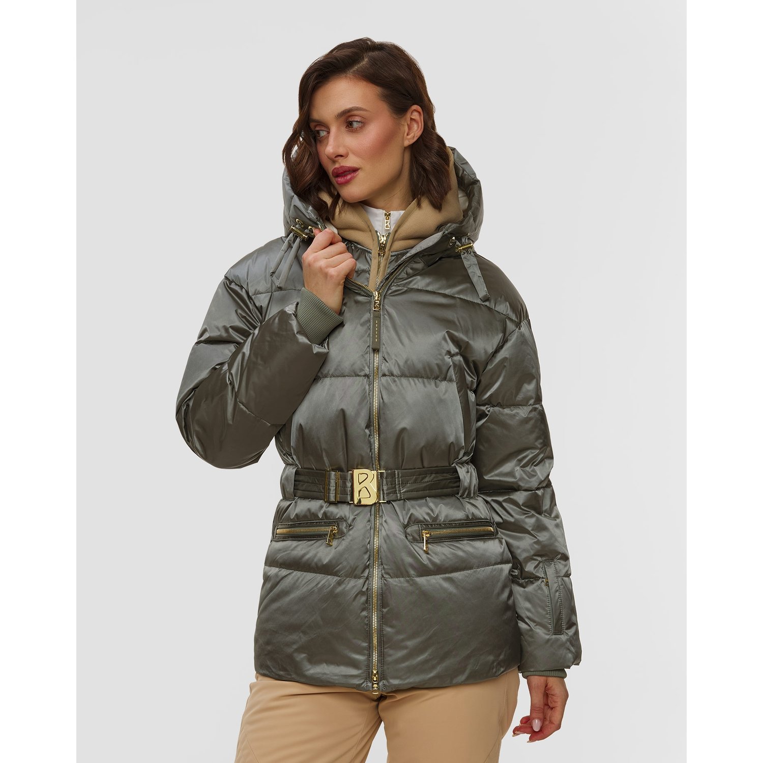 Oliwkowa Kurtka Narciarska Damska Bogner Lyra-ld