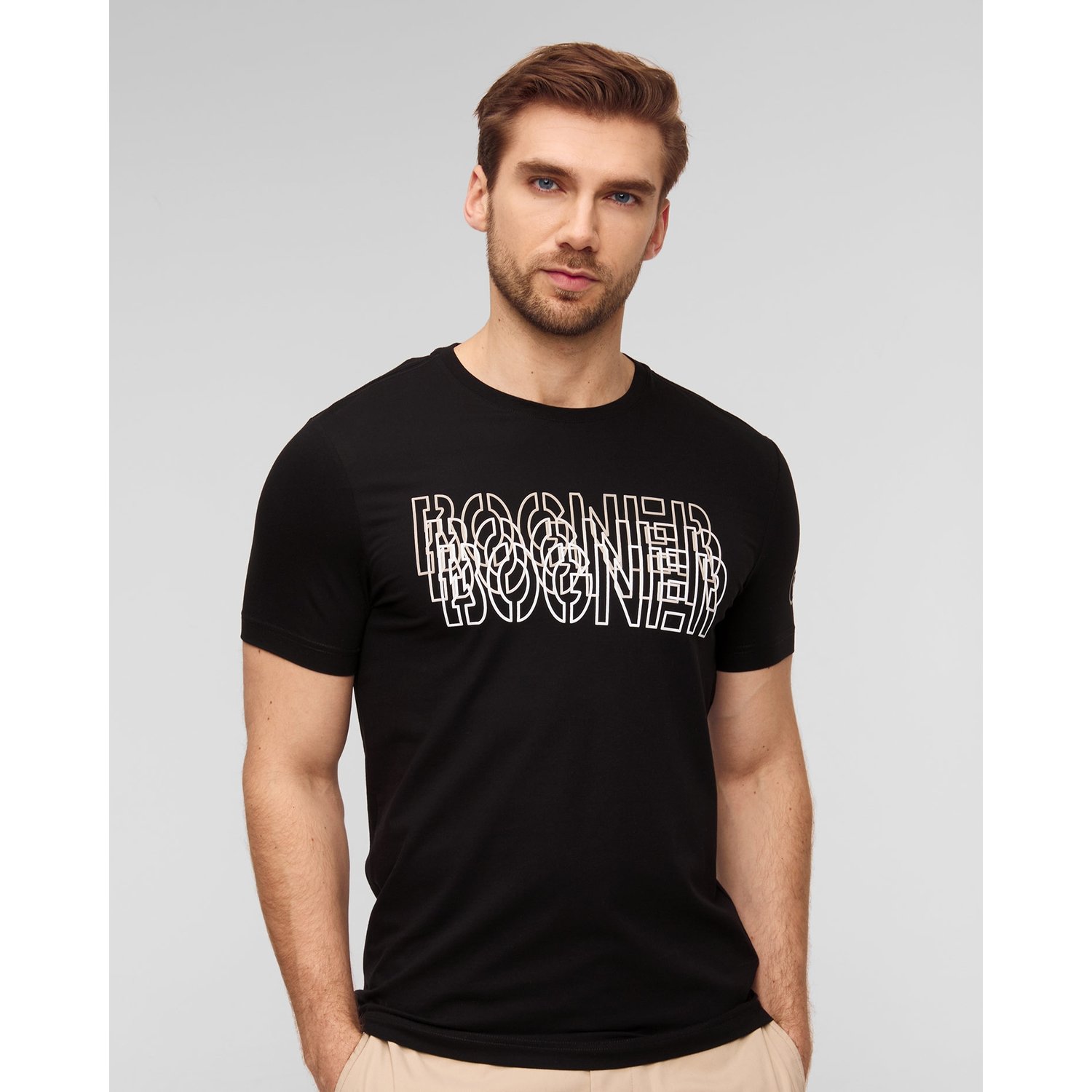 Czarny T-shirt Męski Bogner Kane