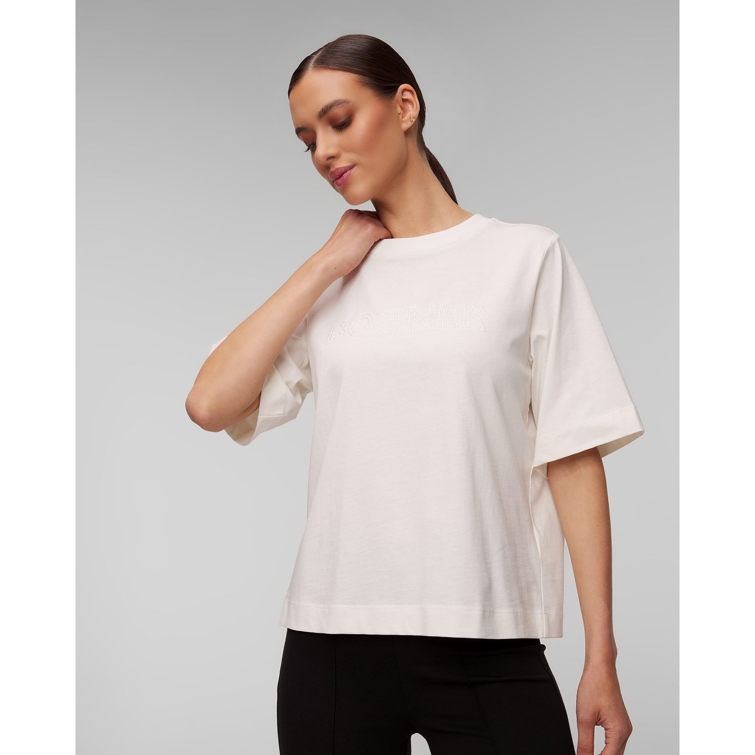 Biały T-shirt Oversize Damski Bogner Dorothy