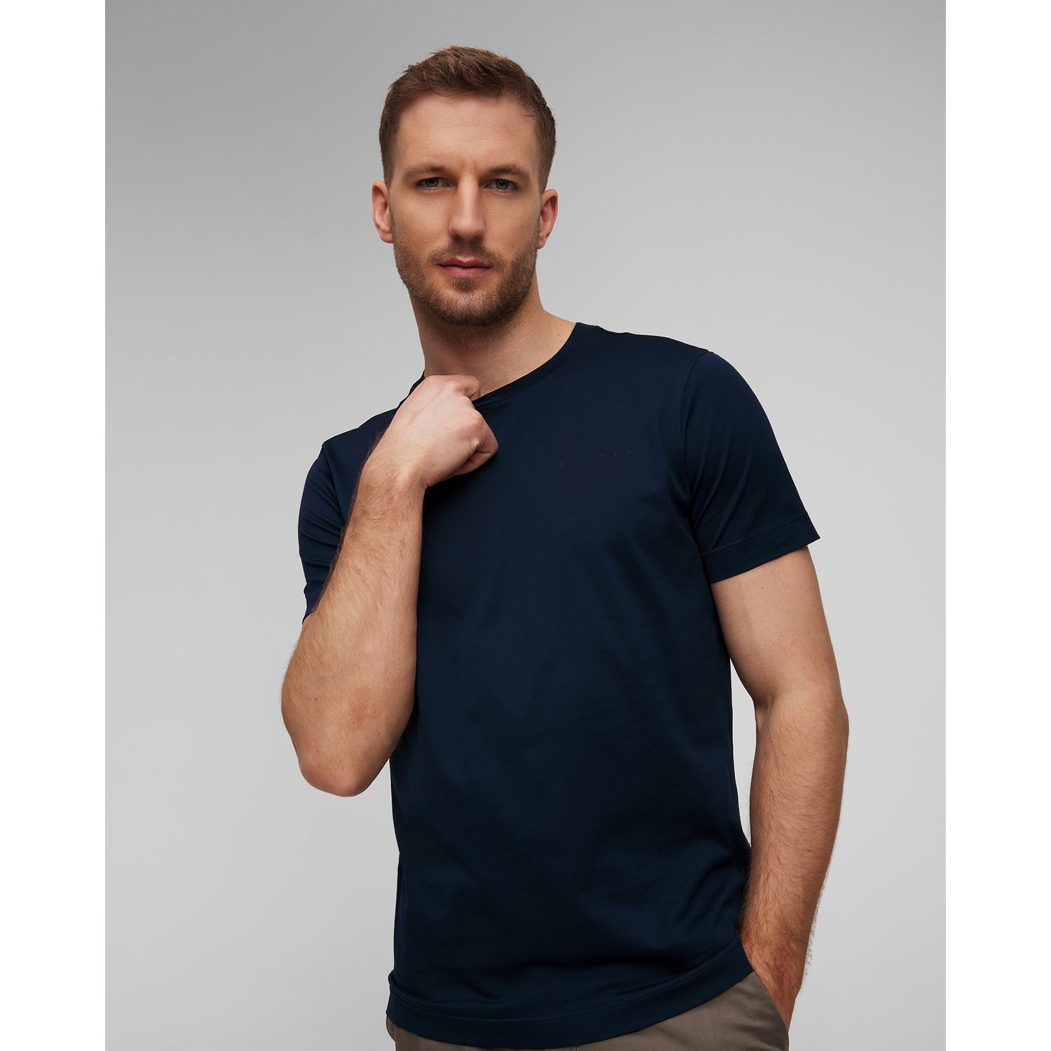 Granatowy T-shirt Męski Bogner Aaron-1