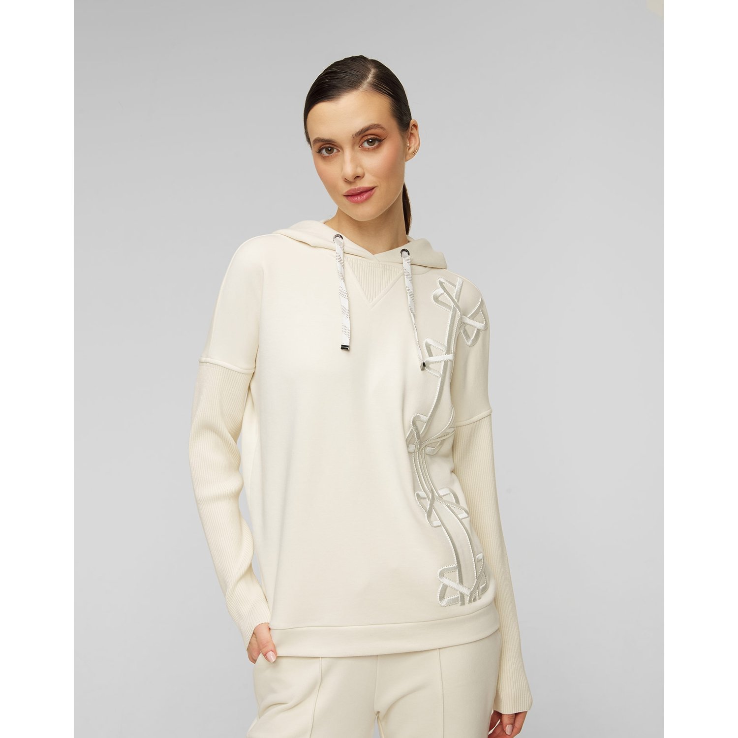 Kremowa Bluza Z Kapturem Damska Bogner Queeny