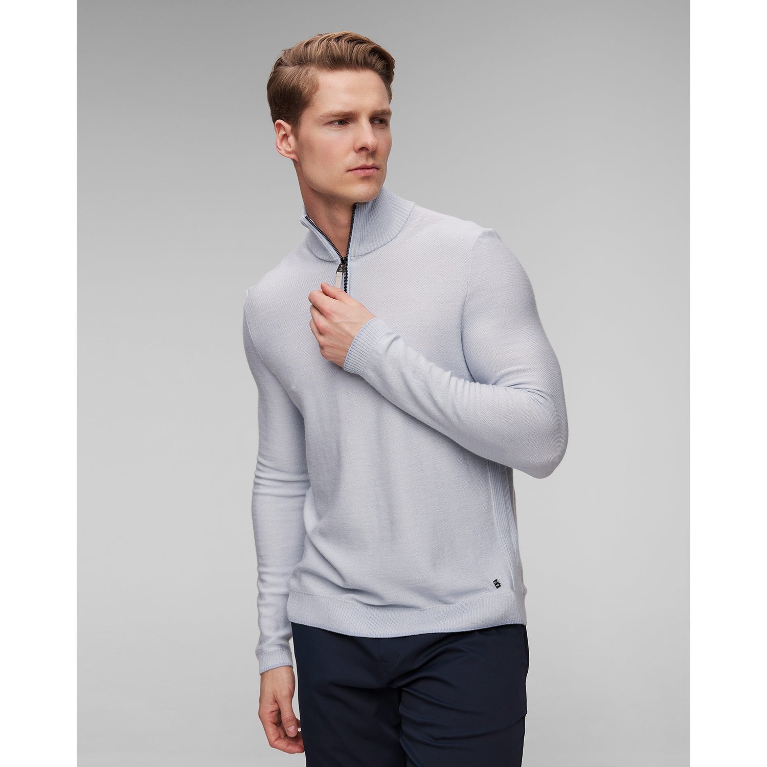 Błękitny Sweter Wełniany Męski Bogner Lias-1