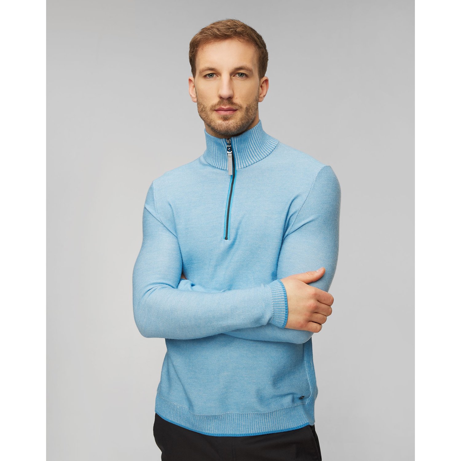 Niebieski Sweter Wełniany Męski Bogner Lias-1