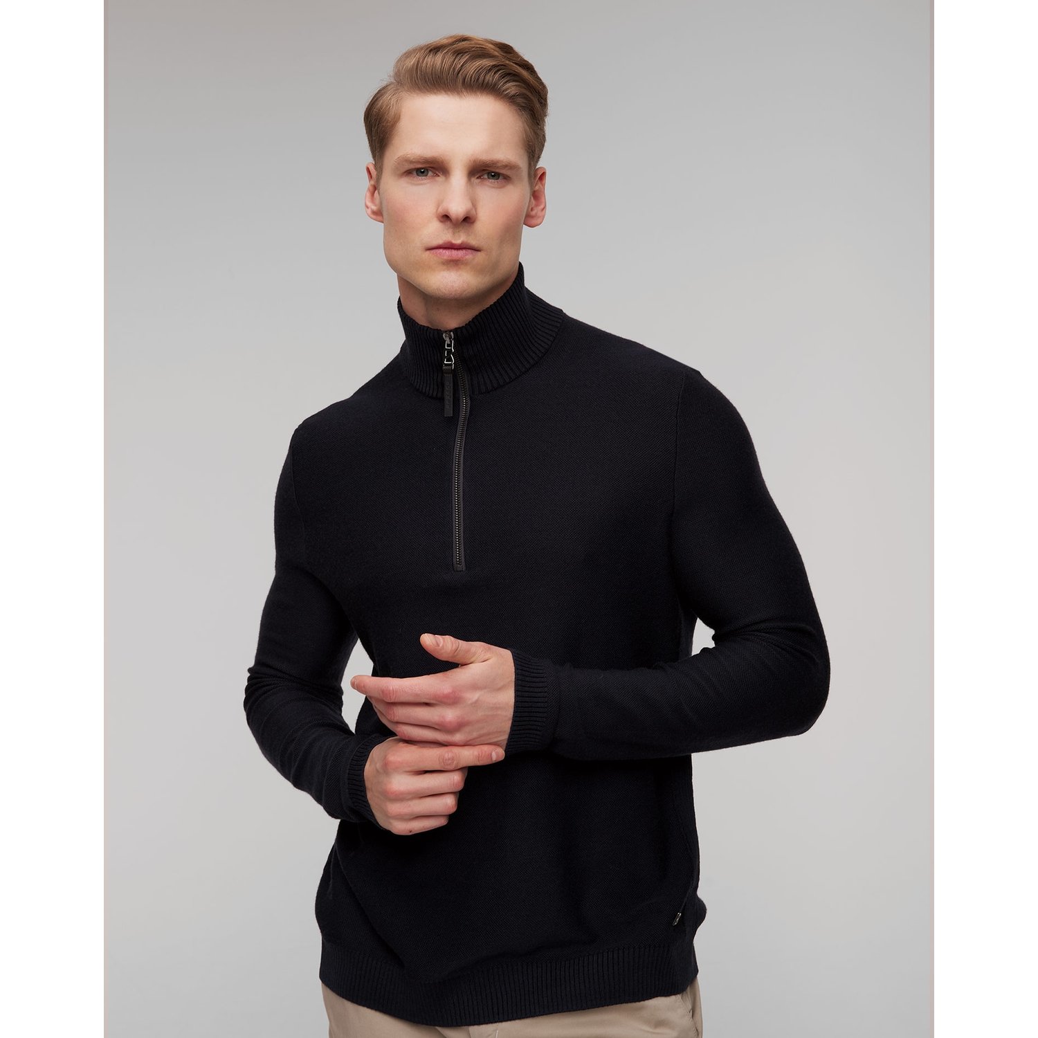Granatowy Sweter Wełniany Męski Bogner Lias-1