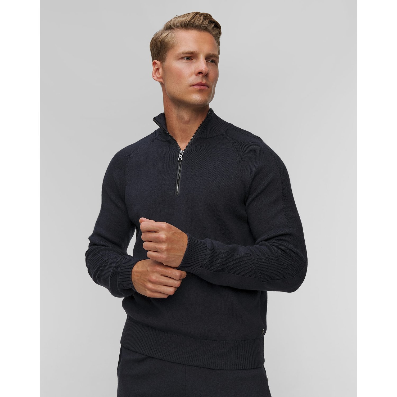 Granatowy Sweter Męski Z Kaszmirem Bogner Nevis