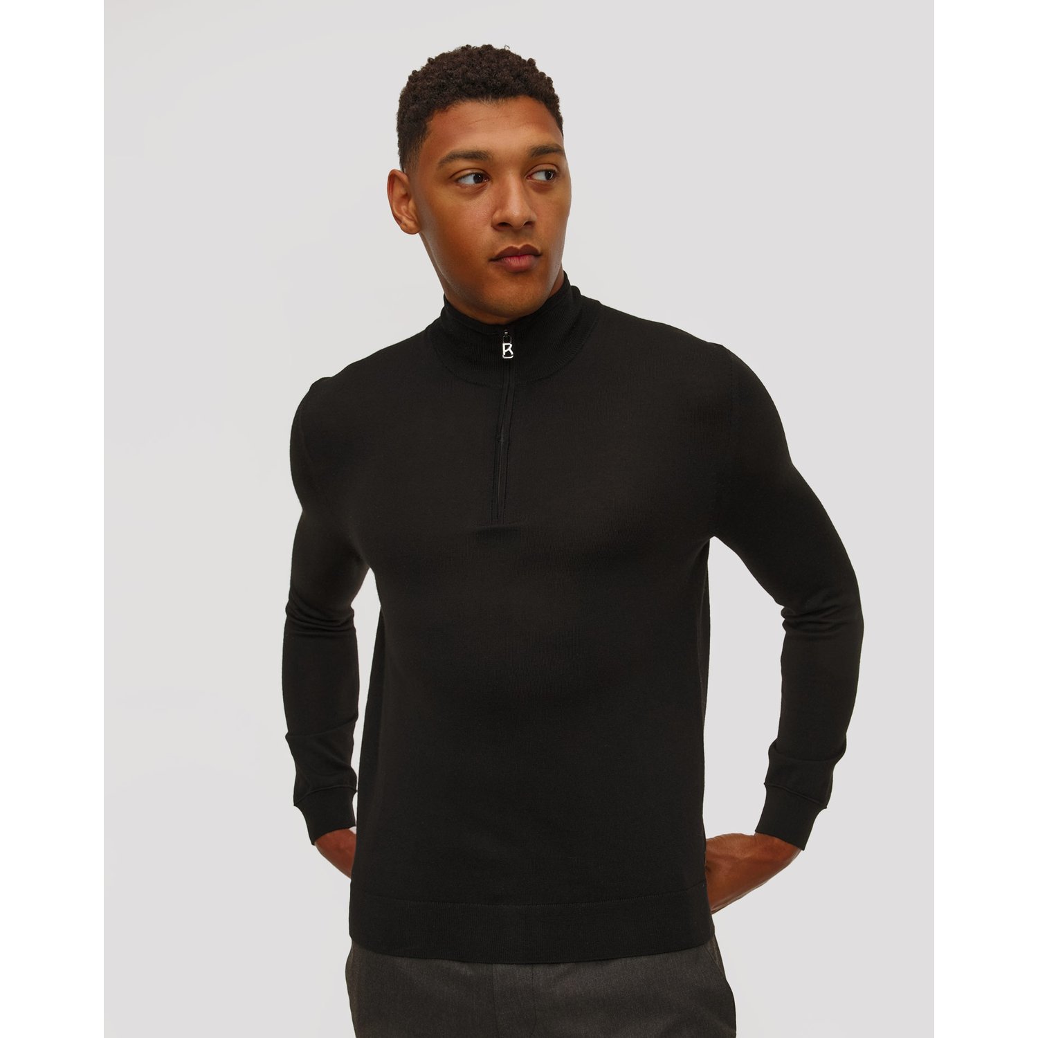 Czarny Sweter Wełniany Z Golfem Męski Bogner Ouri