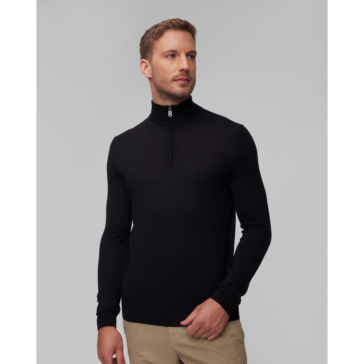 Granatowy Sweter Wełniany Męski Bogner Ouri
